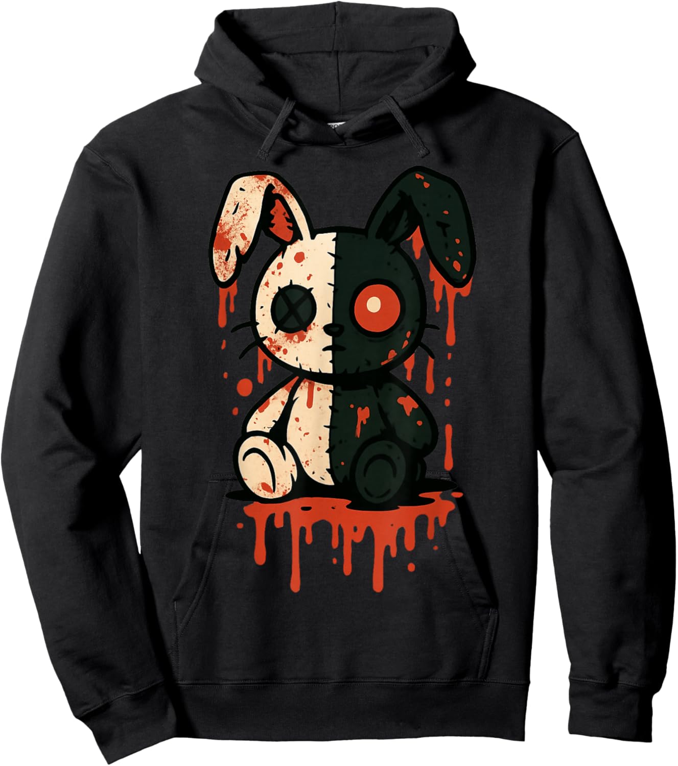 Dark Horror Goth Bunny Creepy Doll Aesthetic Rabbit Scary Hoodie - Hoodie | Black