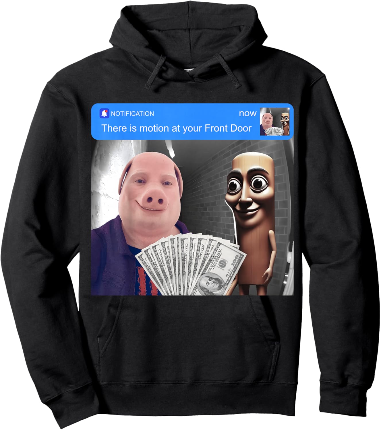 Tung Tung Tung Sahur John Pork Motion at Your Front Door Hoodie - Hoodie | Black