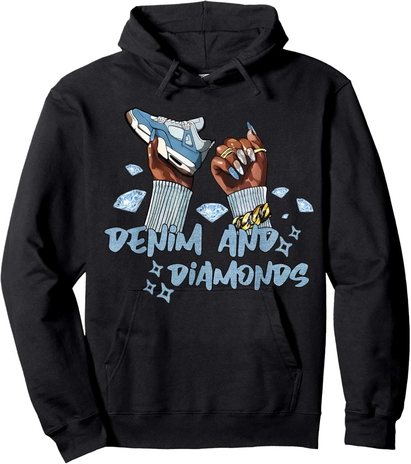 Vintage Denim and Diamonds African American Black Girl Women Hoodie - Hoodie | Black
