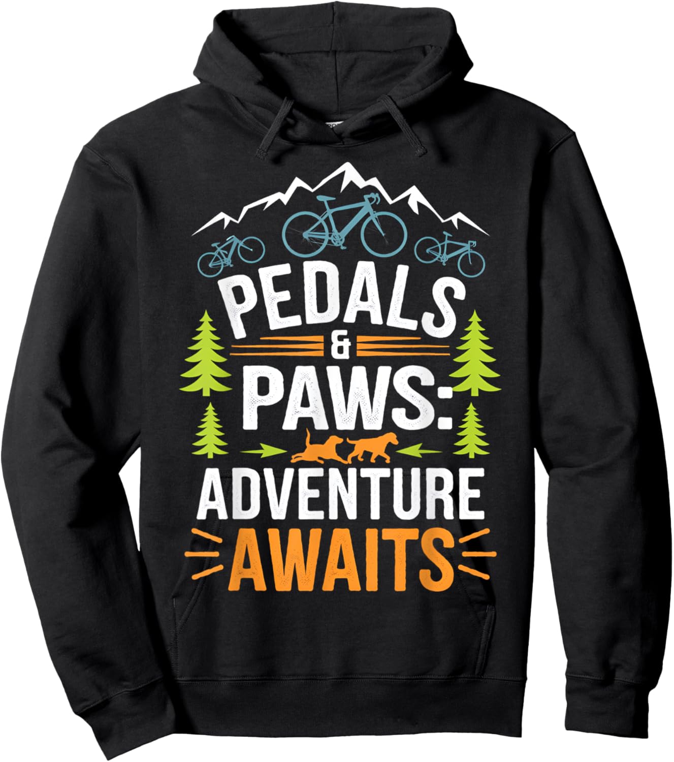 Bikes and Paws Adventure Awaits Design Hoodie - Hoodie | Black