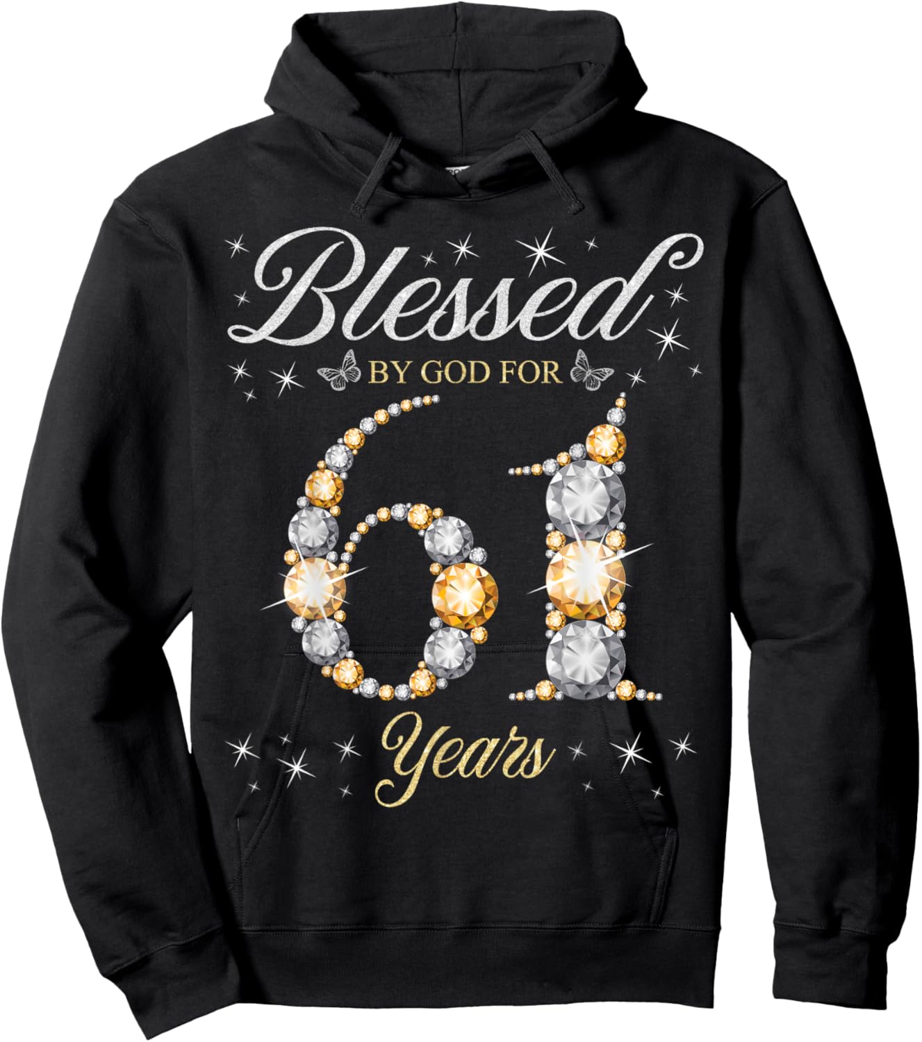 Blessed By God For 61 Years Old 61st Birthday Party Hoodie - Hoodie | Black