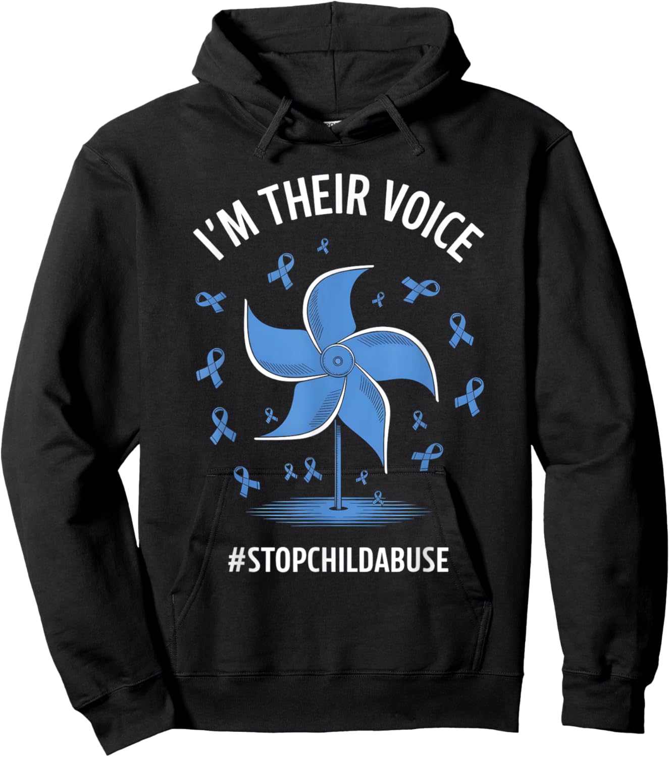 I'm Their Voice Pinwheel Child Abuse Prevention Awareness Hoodie - Hoodie | Black