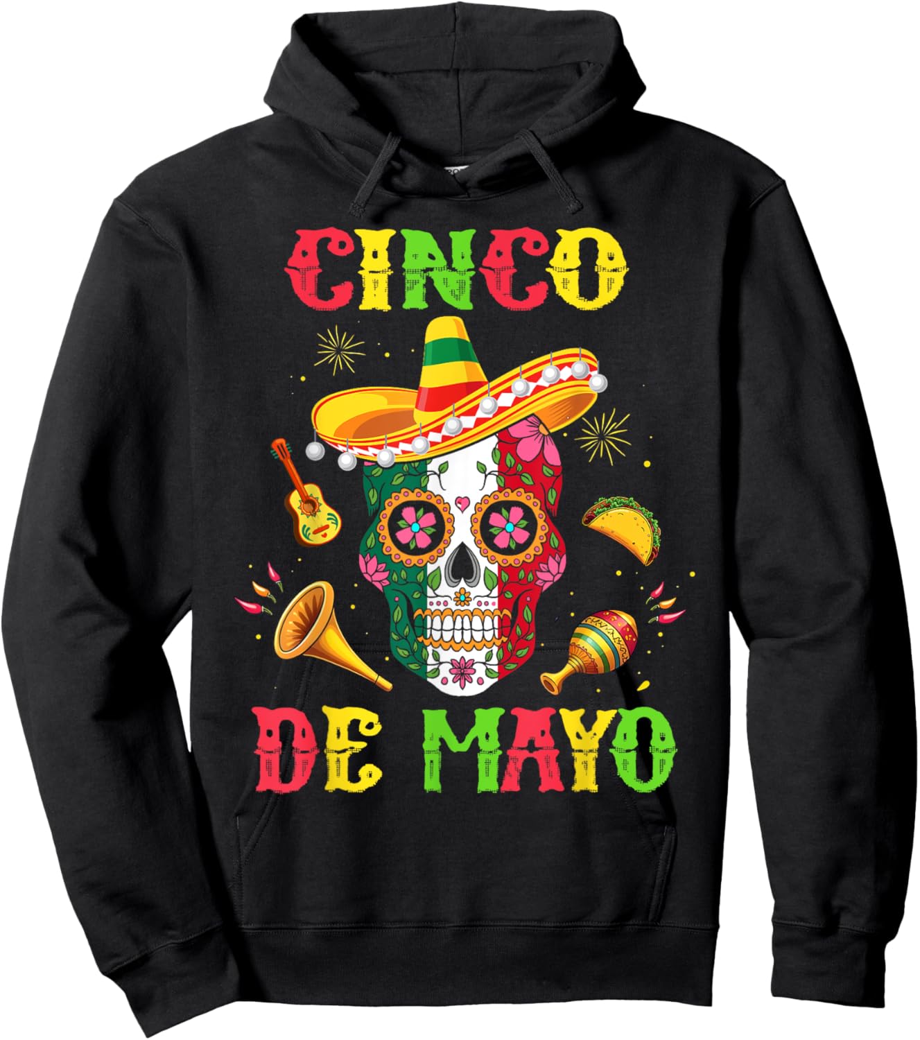 Cinco De Mayo Mexican Sugar Skull Fiesta Squad 5 De Mayo Hoodie - Hoodie | Black