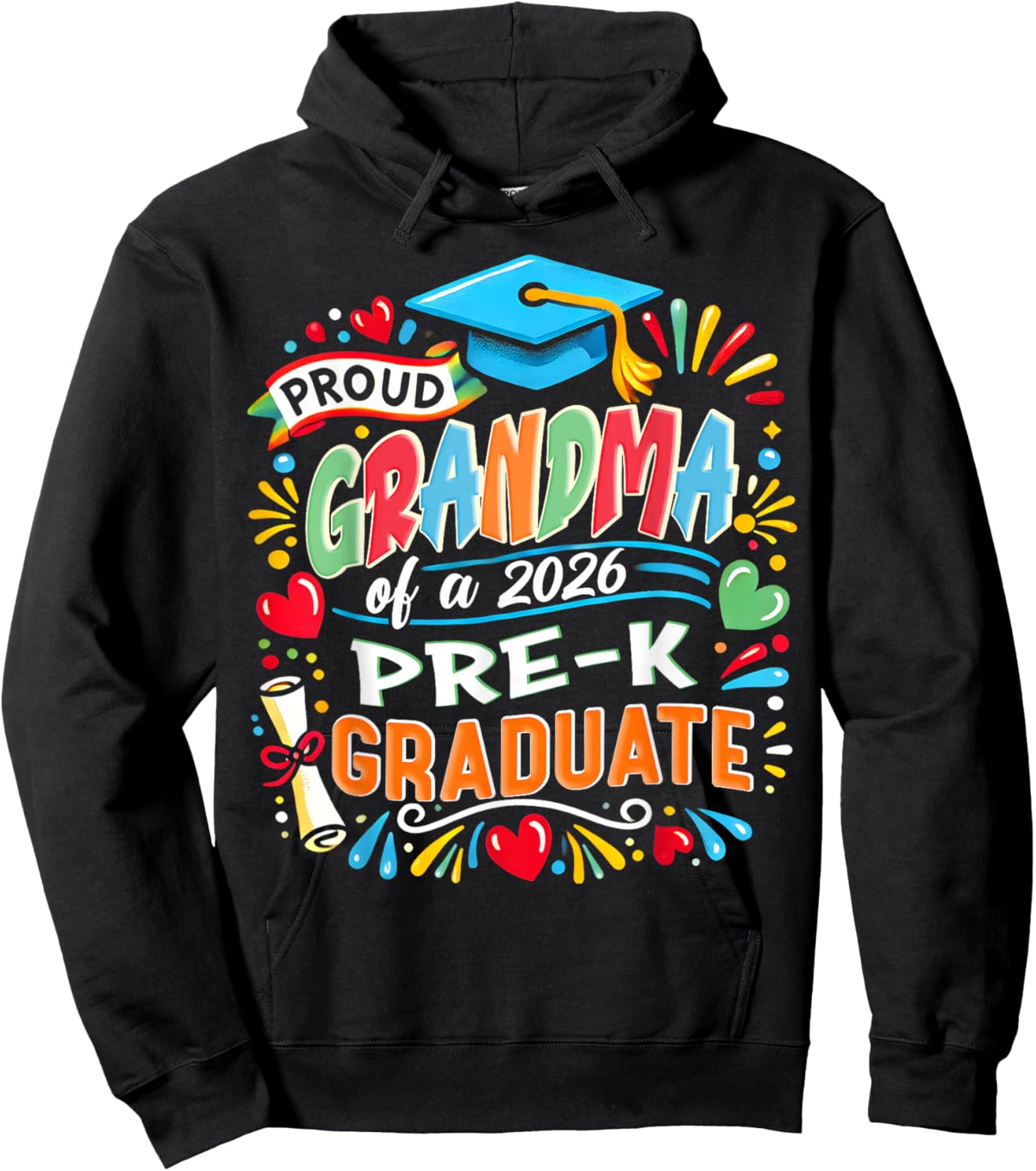 Proud Grandma of 2026 Pre-K Graduate Mothers Day Graduation Hoodie - Hoodie | Black
