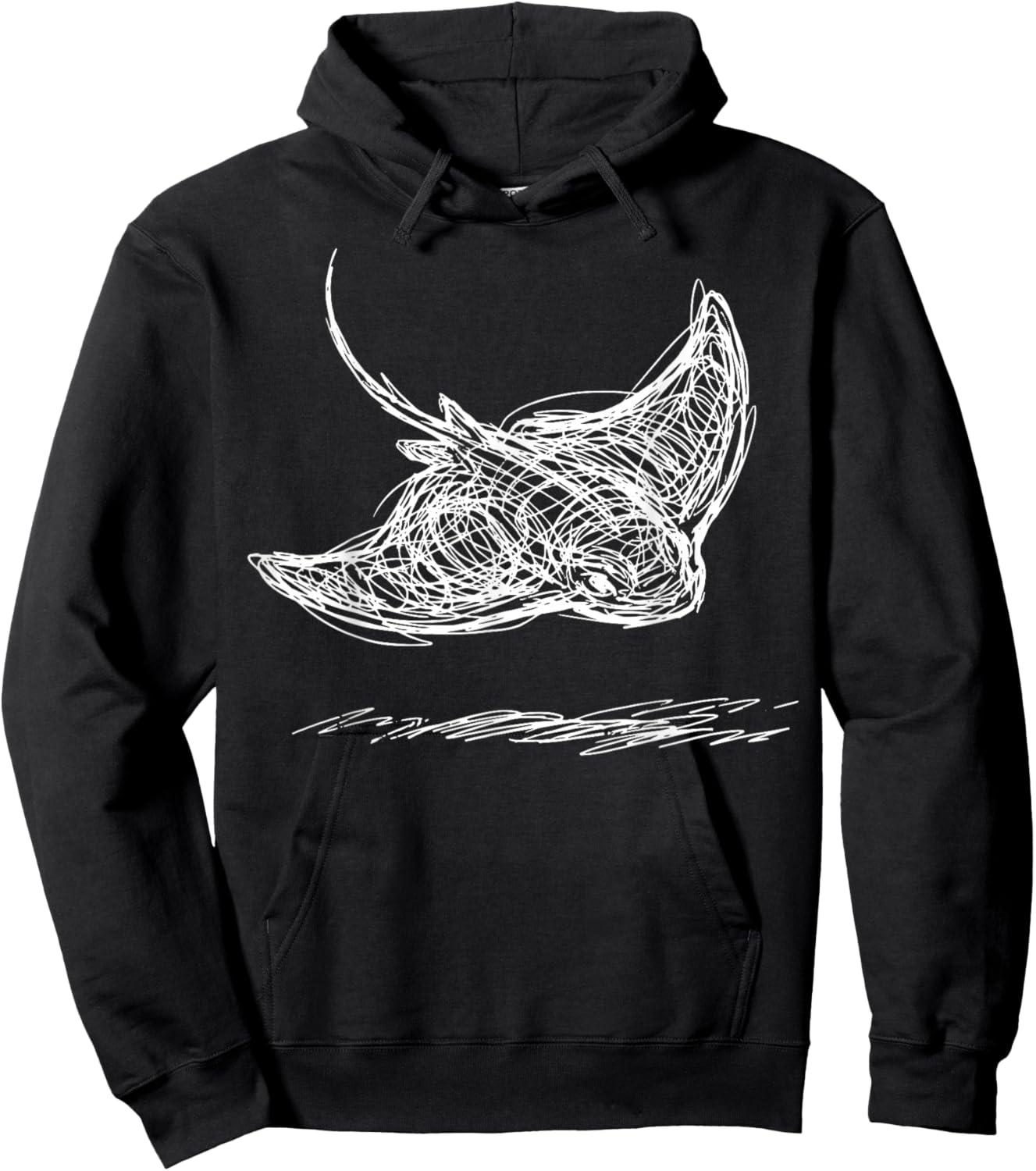 Stingray Line Art Sting Ray Scuba Diver Snorkeler Hoodie - Hoodie | Black