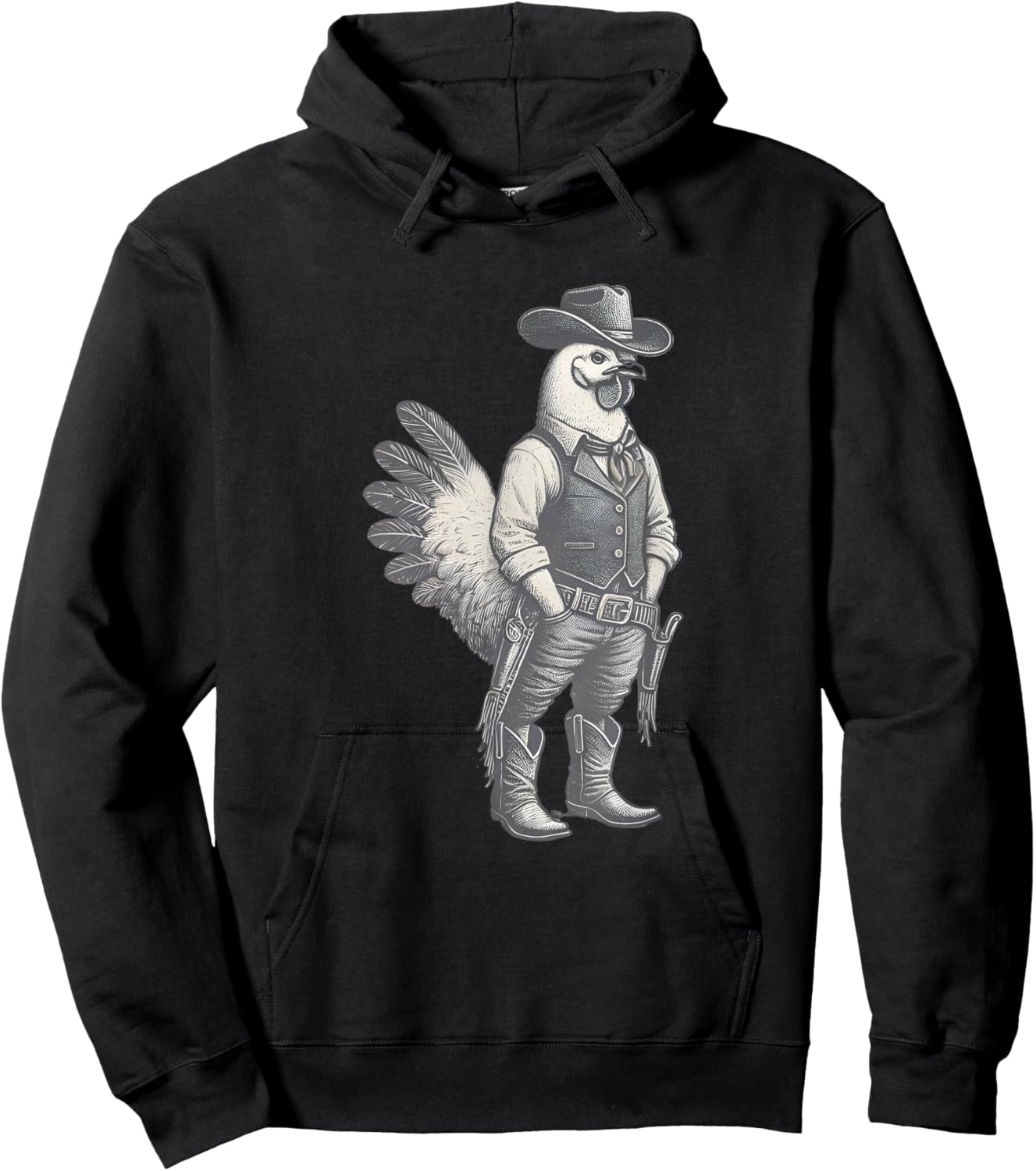 Vintage Rooster Cowboy Cowgirl Western Country Hoodie - Hoodie | Black