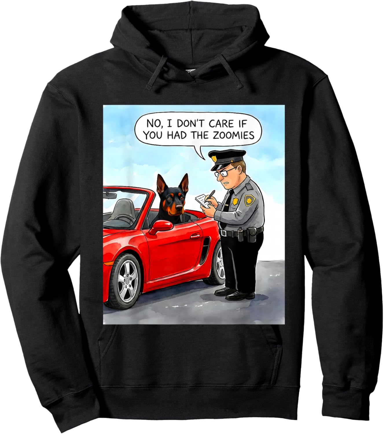 Funny Doberman, mom, dad, Owner, Parent, had the zoomies Hoodie - Hoodie | Black