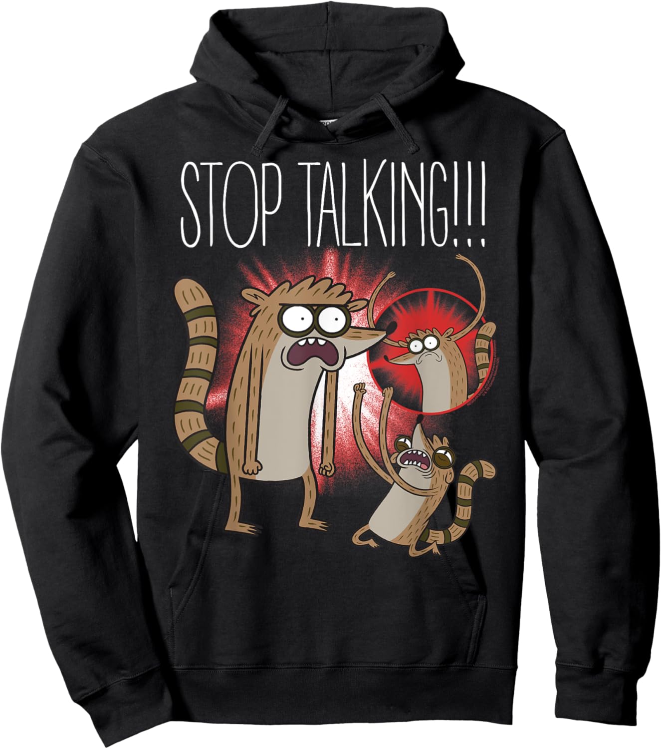Regular Show Rigby Stop Talking! Funny Cartoon Hoodie - Hoodie | Black