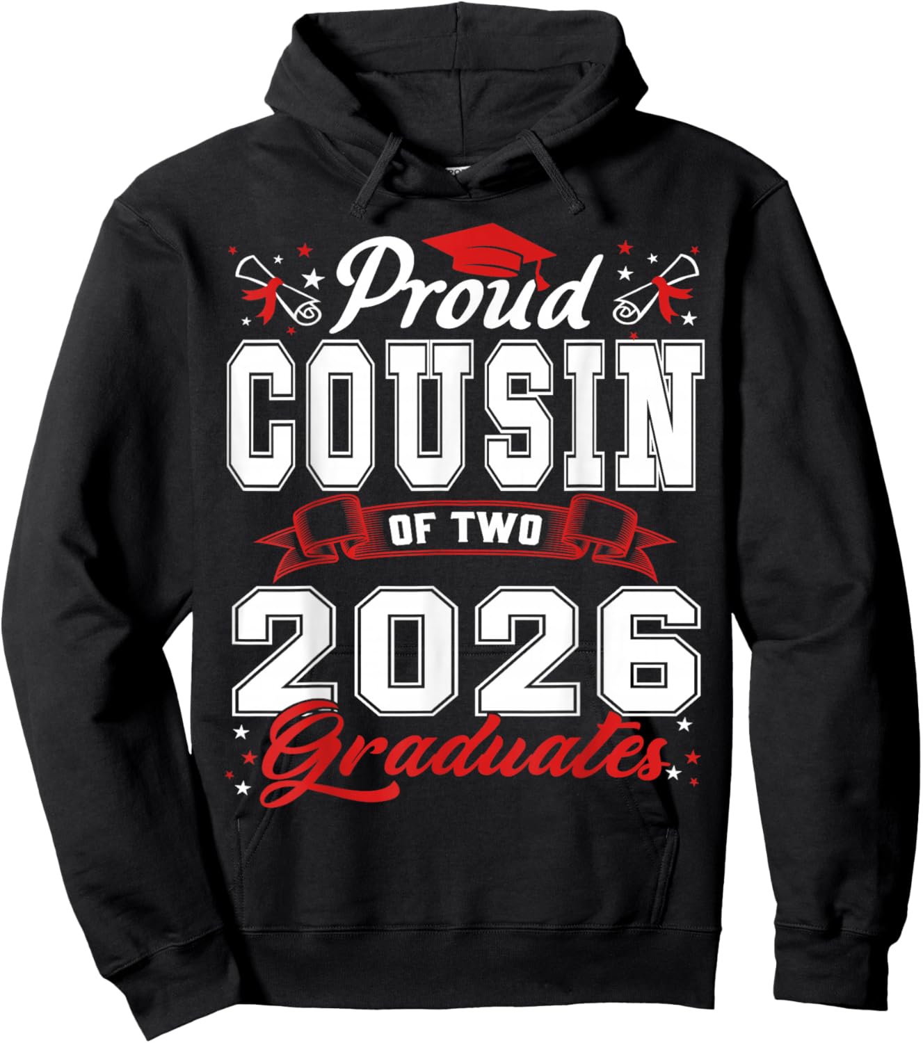 Proud Cousin of Two Class of 2026 Graduates Twins Graduation Hoodie - Hoodie | Black