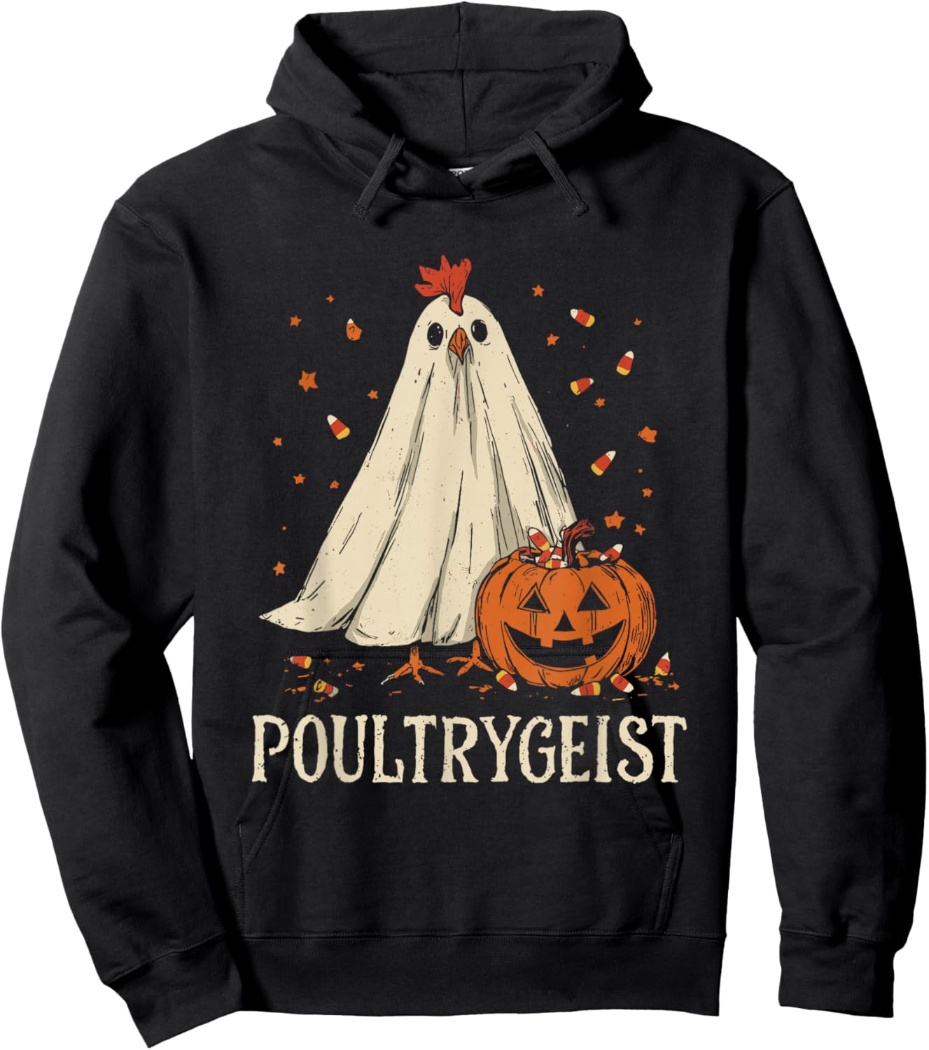 Poultrygeist Funny Chicken Ghost Pumpkin Halloween Costume Hoodie - Hoodie | Black