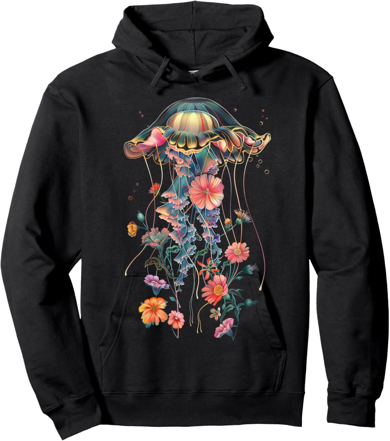 Jellyfish Flowers Vintage Floral Scuba Diving Surf Hoodie - Hoodie | Black