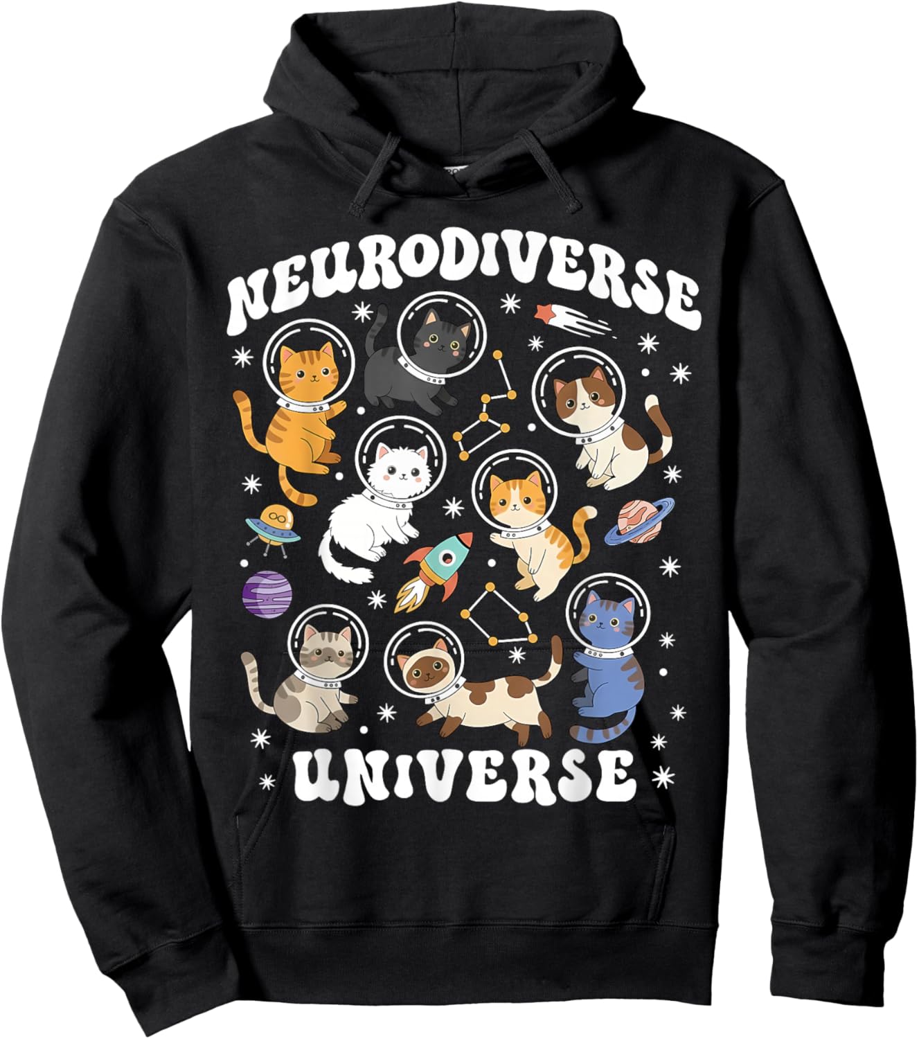 Neurodiverse Universe Cat Kitten Space Autism ABA Therapist Hoodie - Hoodie | Black