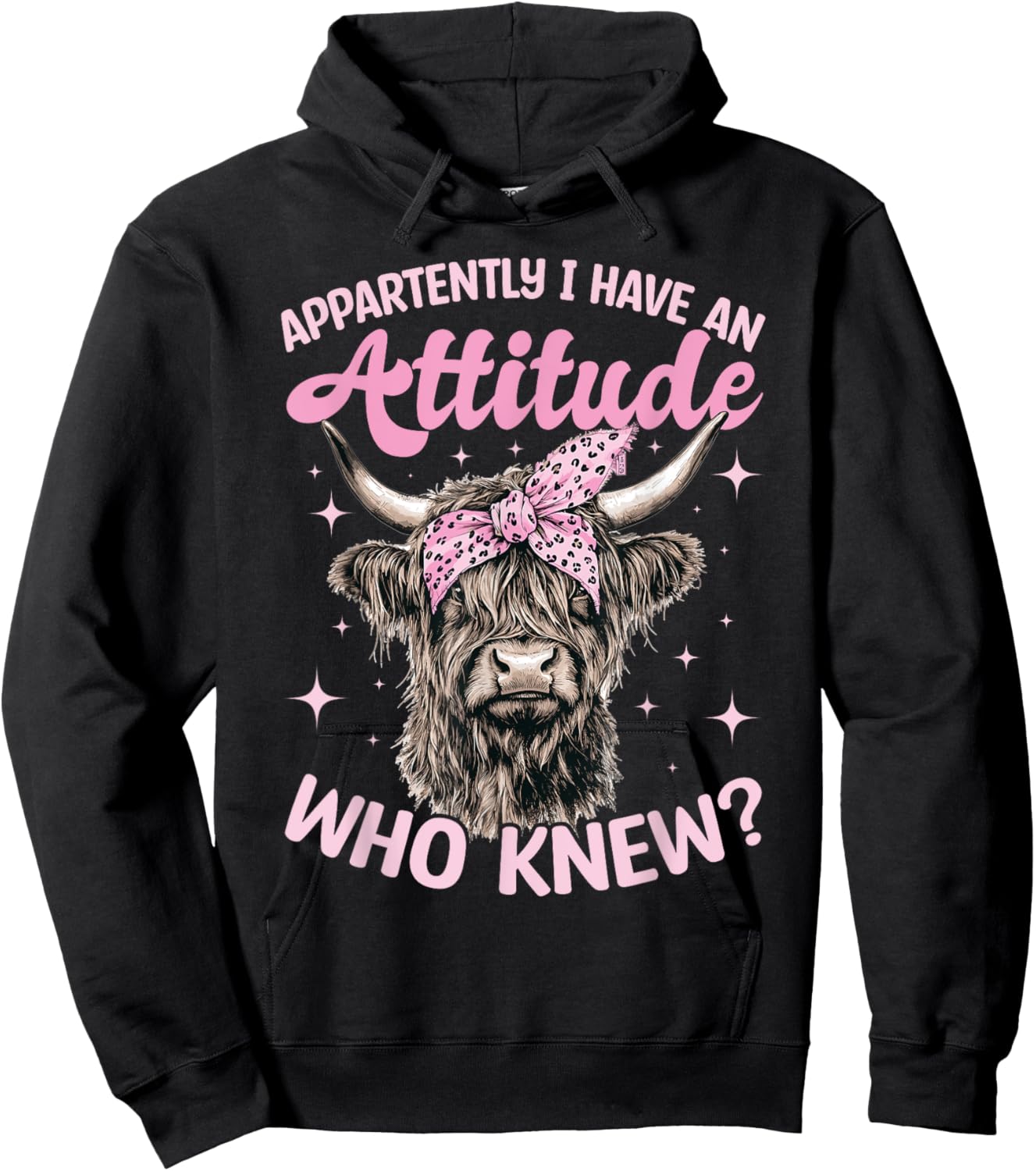 Scottish Highland Cow Apparently I Have An Attitude Who Hoodie - Hoodie | Black