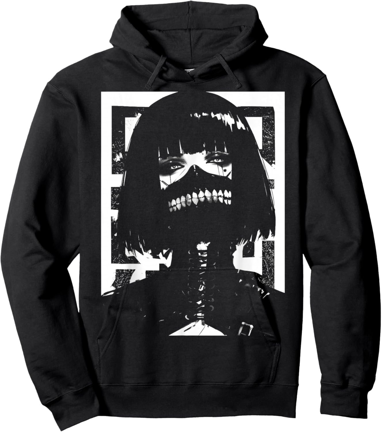 Horror Techwear Ghoul Girl Cybergoth Gothic Anime Manga Hoodie - Hoodie | Black