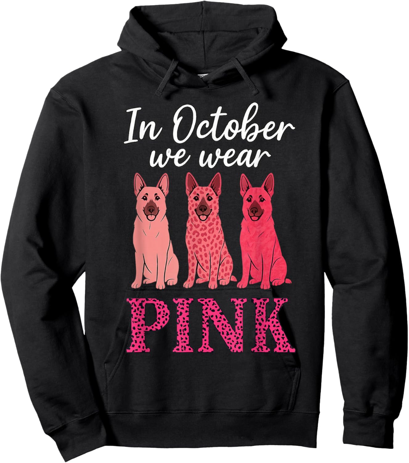 in October We Wear Pink German Shepherd Dog Lover Hoodie - Hoodie | Black