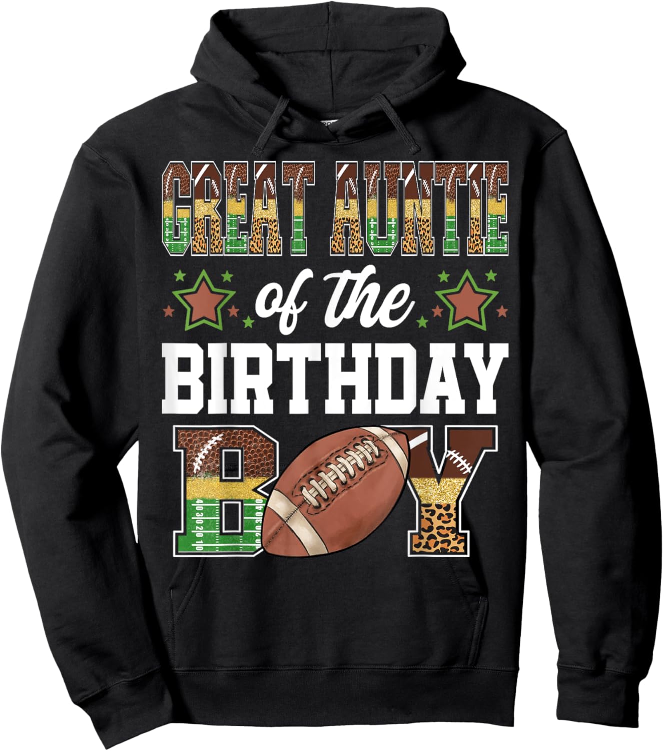 Great Auntie Of The Birthday Boy Football Player Matching Hoodie - Hoodie | Black