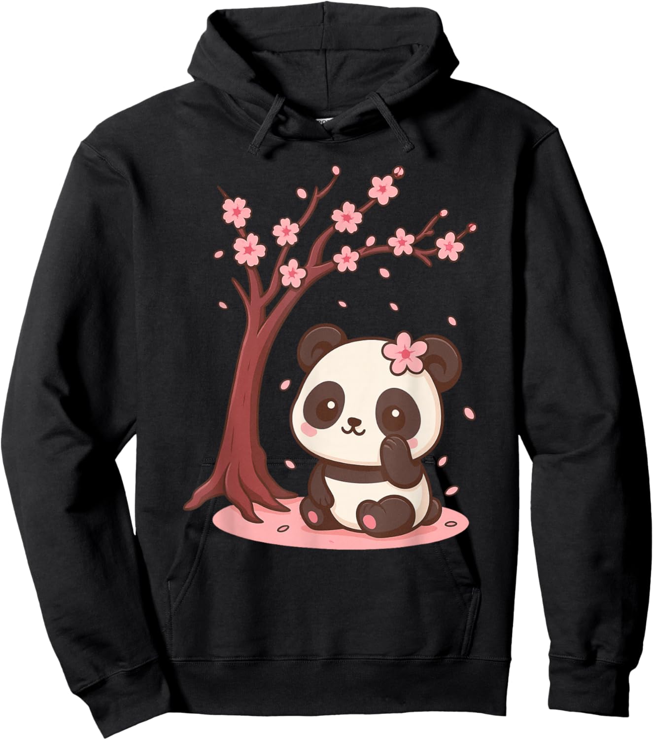 Japanese Panda Kawaii Cherry Blossom Sakura Anime Hoodie - Hoodie | Black