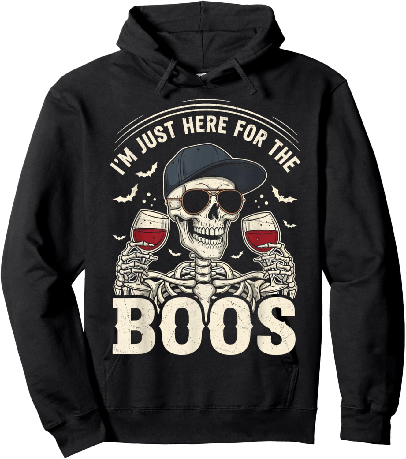 I'm Just Here for The Boos Funny Halloween Skeleton Hoodie - Hoodie | Black