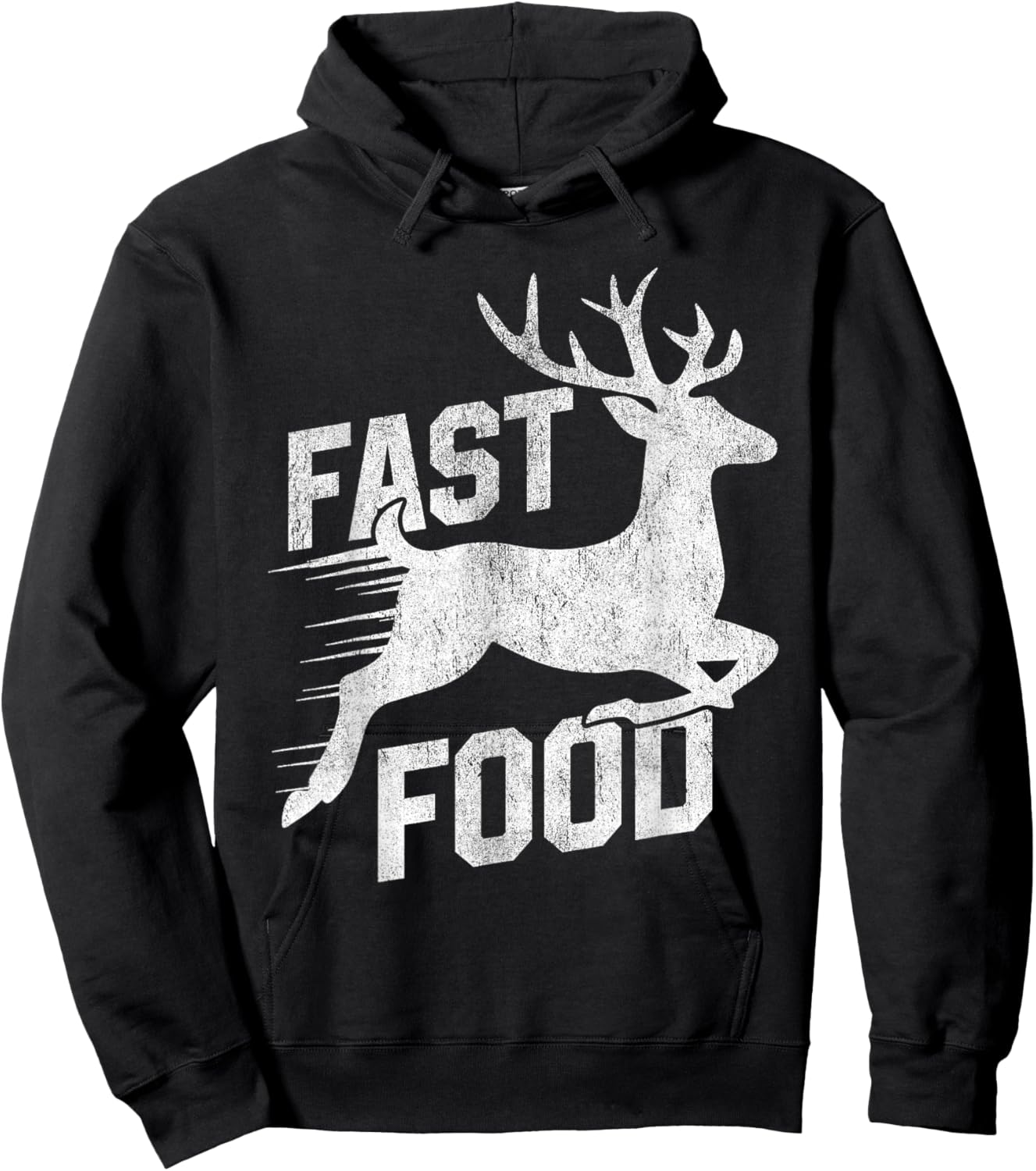 Deer Hunting Funny Hunter Fast Food Funny Running Deer Hoodie - Hoodie | Black