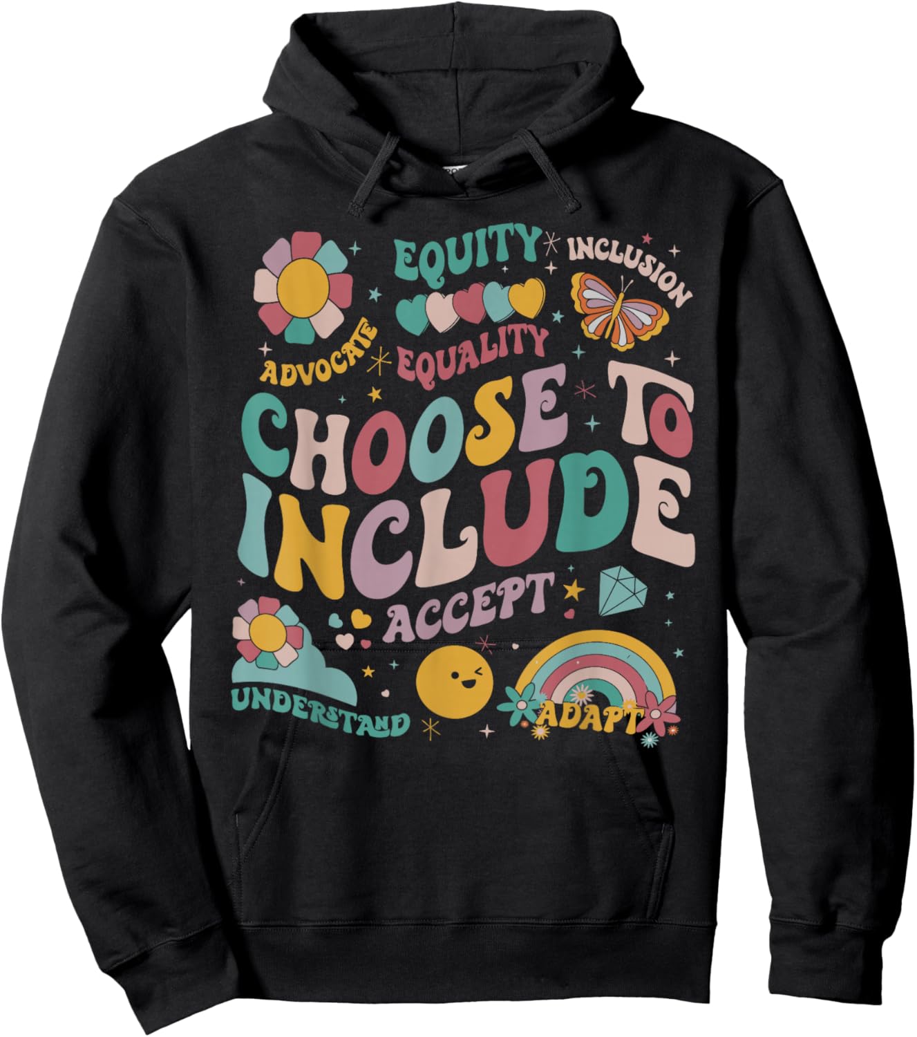 Special Education Teacher Groovy Choose To Include Autism Hoodie - Hoodie | Black