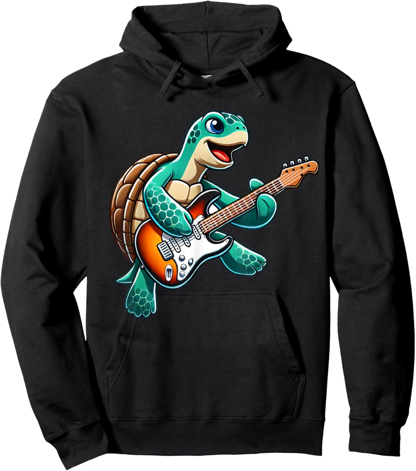 Turtle Turtle Electric Guitar Concert Music Men Women Kids Hoodie - Hoodie | Black