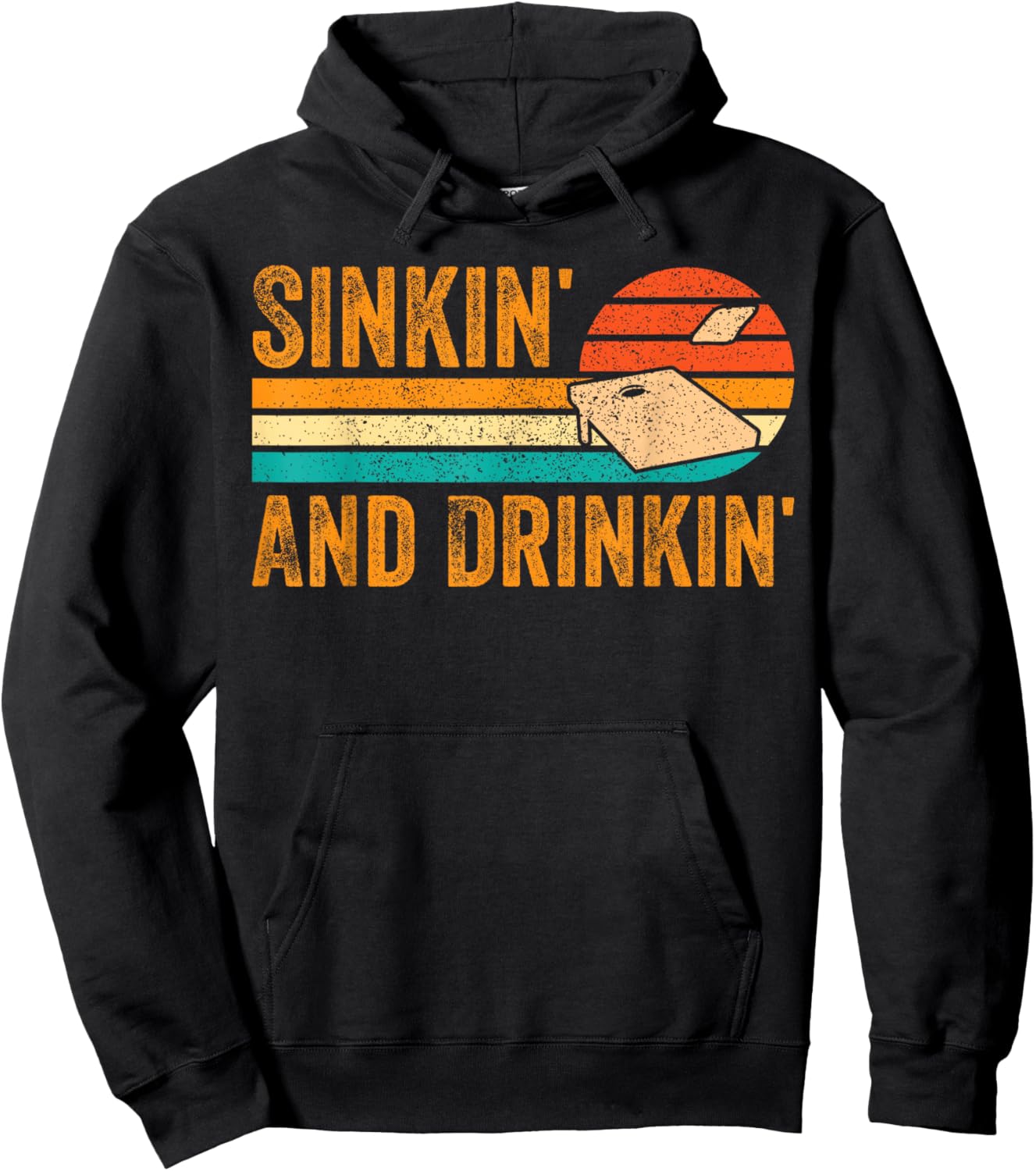Funny Cornhole Corn Hole Retro Sinkin' and Drinkin' Hoodie - Hoodie | Black