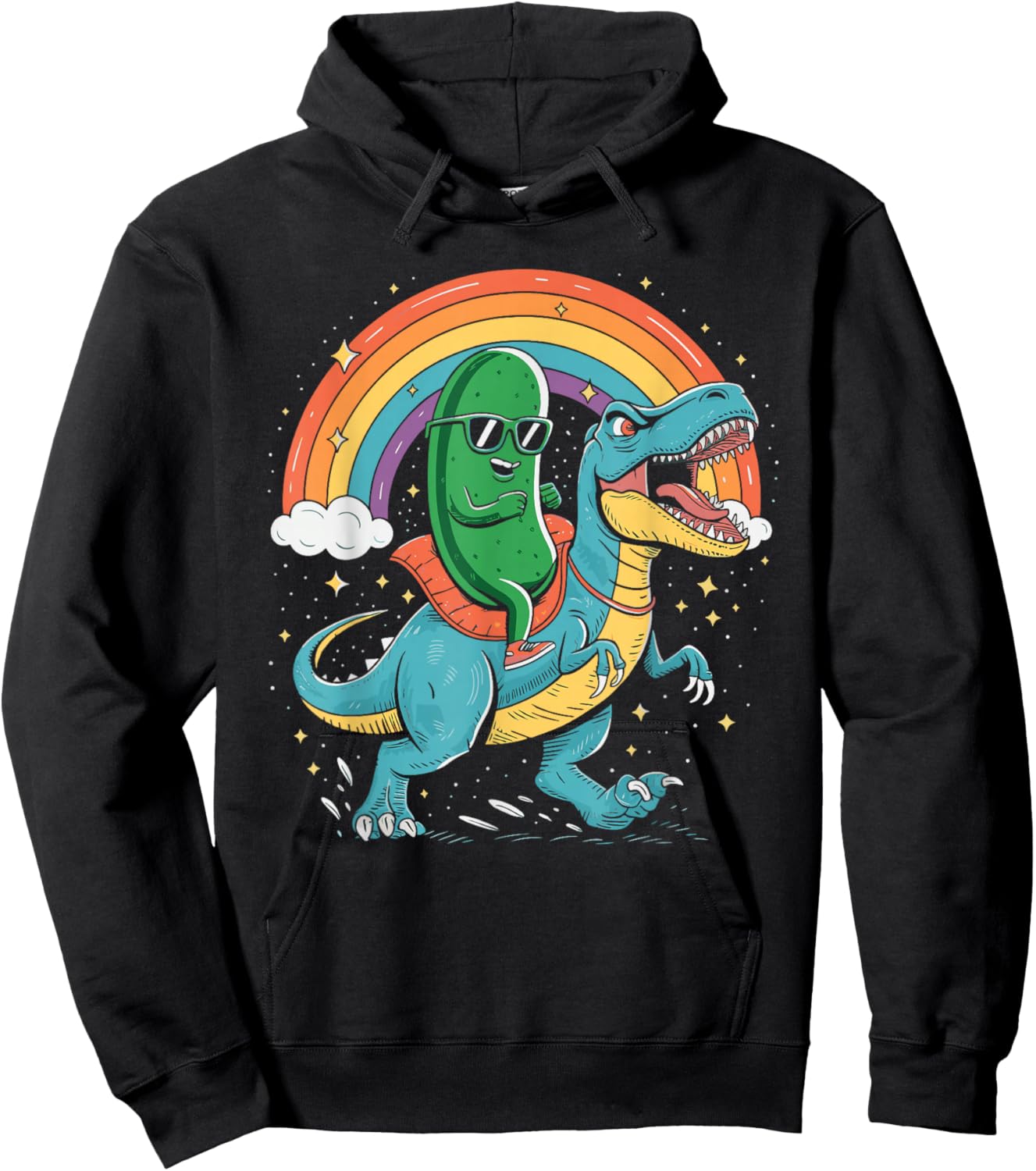 Pickle Riding Dinosaur Hoodie - Hoodie | Black