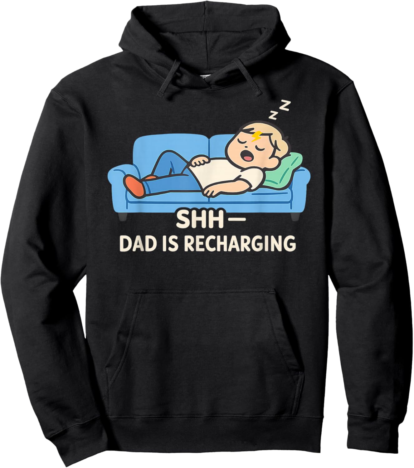 Shh Dad is Recharging Sleeping Dad Humor Hoodie - Hoodie | Black