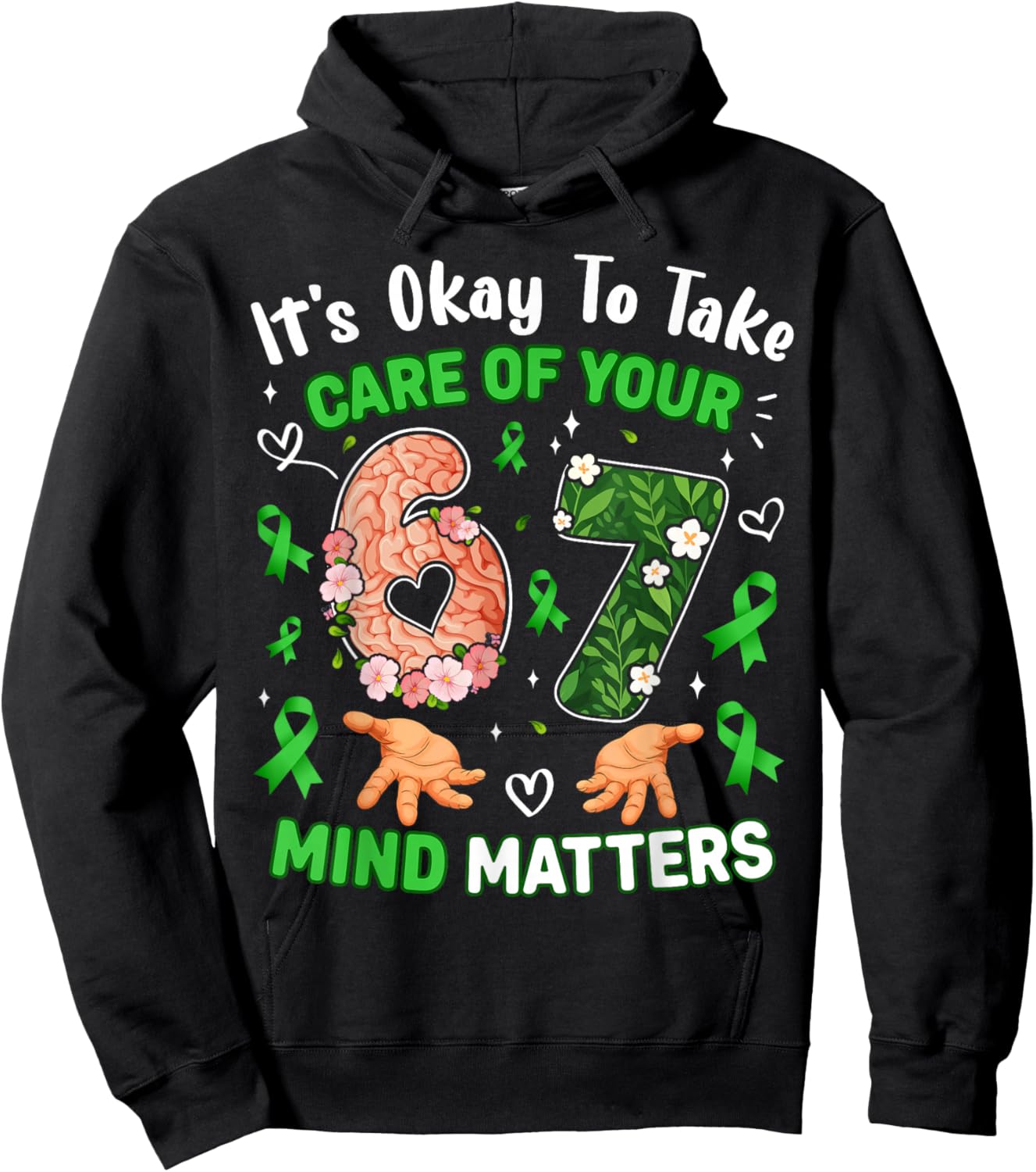 Six Seven Mind Matters Mental Health Awareness 6 7 Kids Boys Hoodie - Hoodie | Black