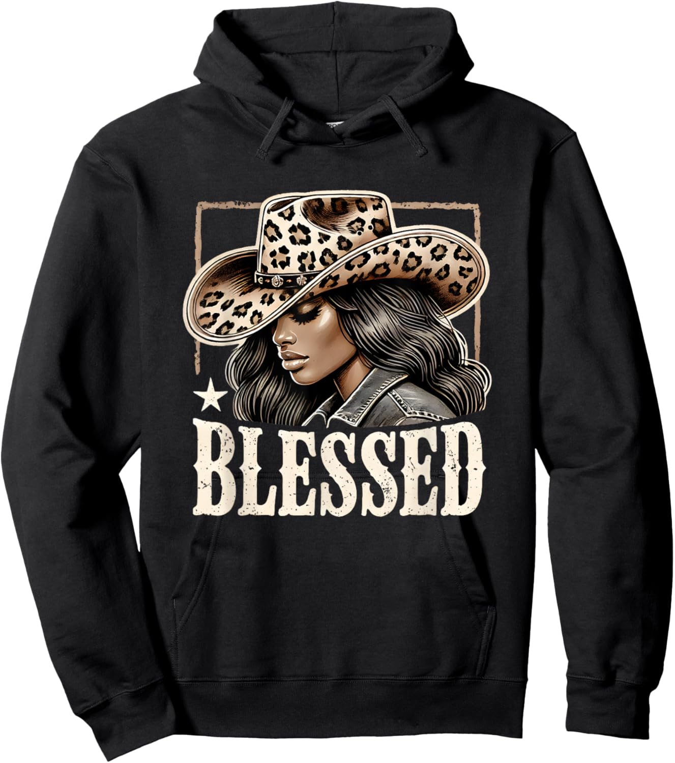 Vintage Retro Black Western Cowgirl African Christian Hoodie - Hoodie | Black