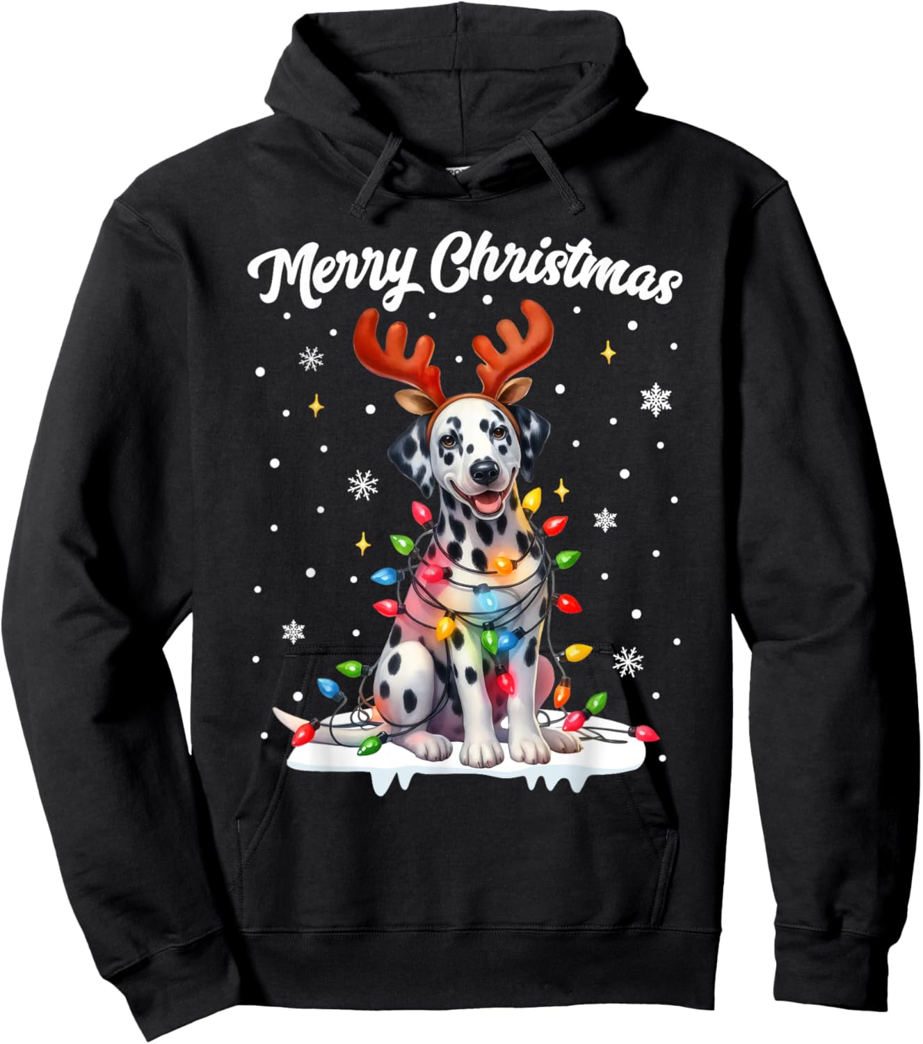Christmas Pajamas Men Women Kids Christmas Outfit Dalmatian Hoodie - Hoodie | Black