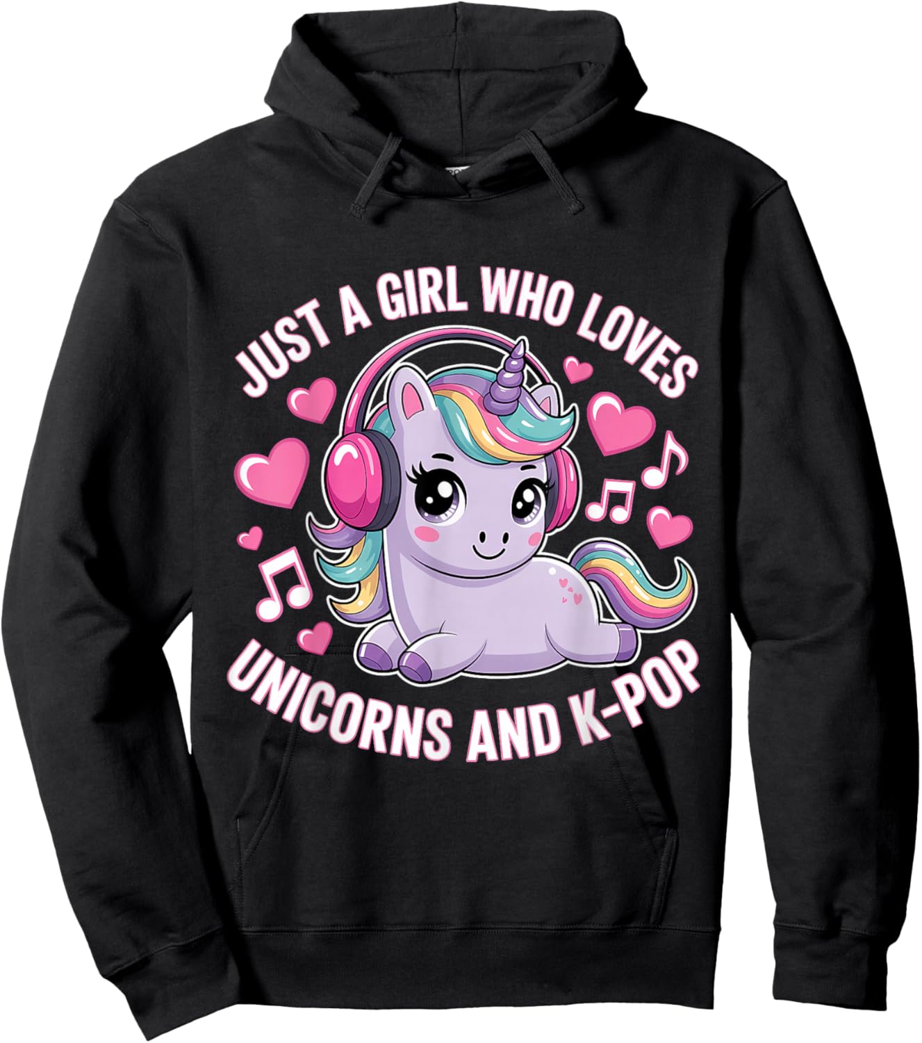 Just A Girl Who Loves Unicorns and K-Pop Girl K Pop Kpop Hoodie - Hoodie | Black