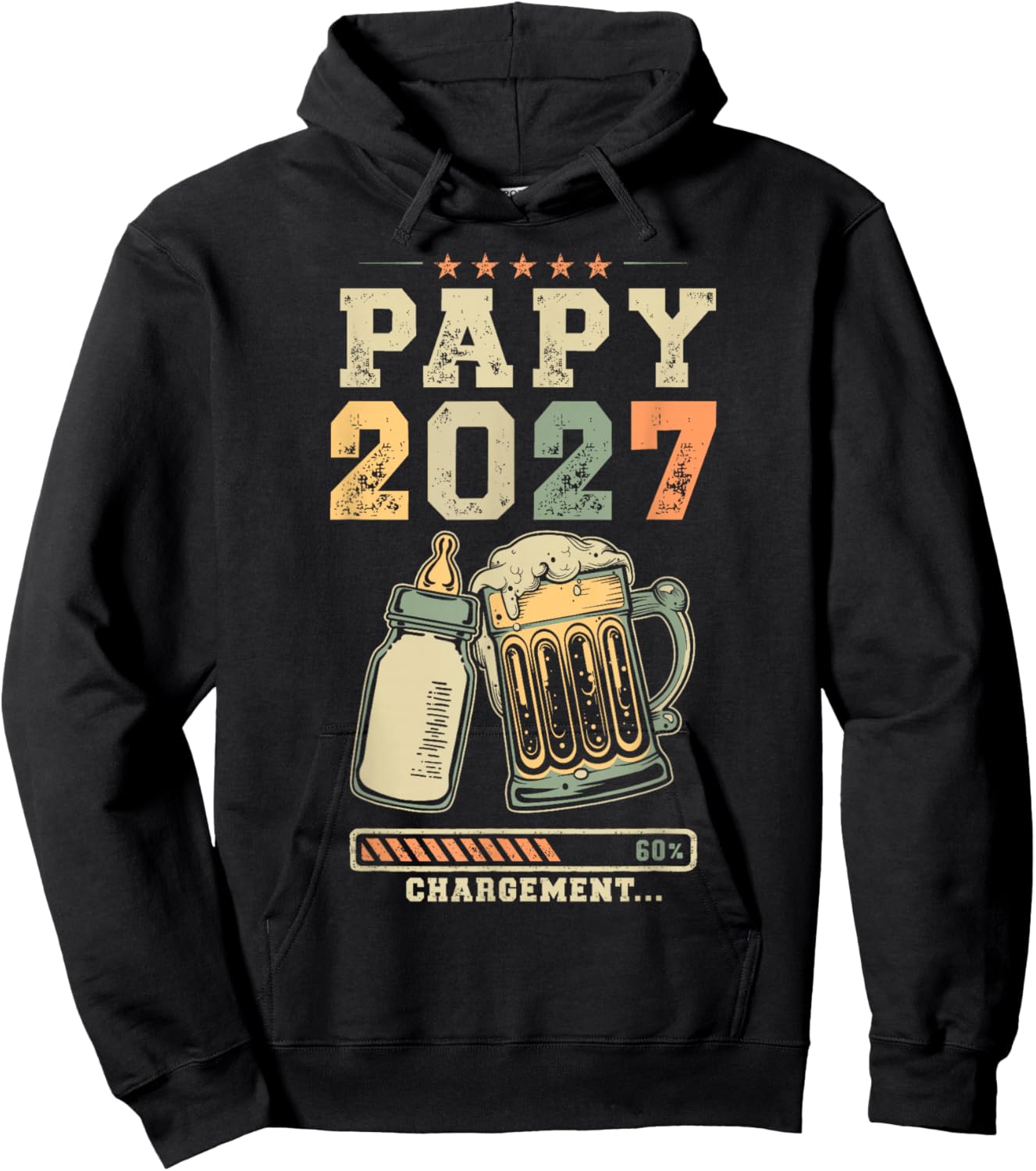 Papy 2027 Chargement Futur Grand Père Annonce Bébé Hoodie - Hoodie | Black
