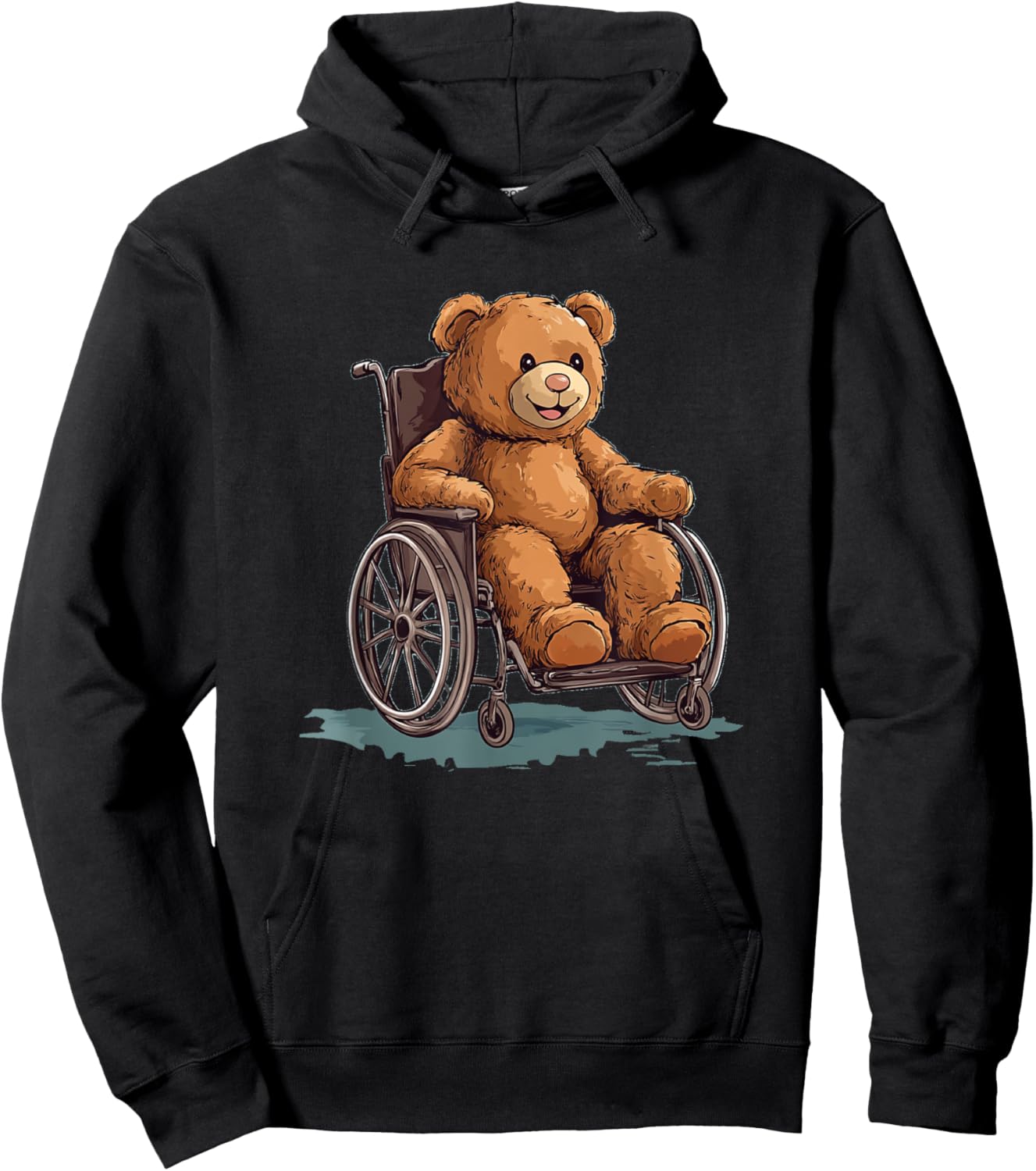 Cuddly Teddy Bear in a Wheelchair Outfit for Boys and Girls Hoodie - Hoodie | Black
