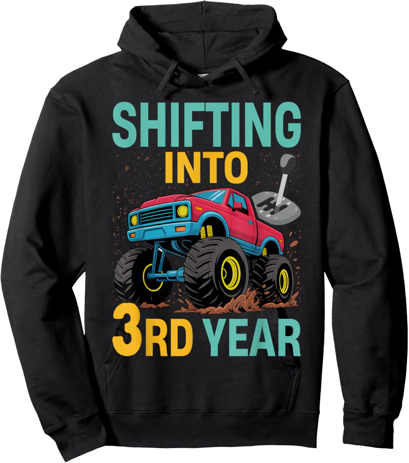 Shifting into 3rd Year Third Racing Car Theme Birthday Boy Hoodie - Hoodie | Black