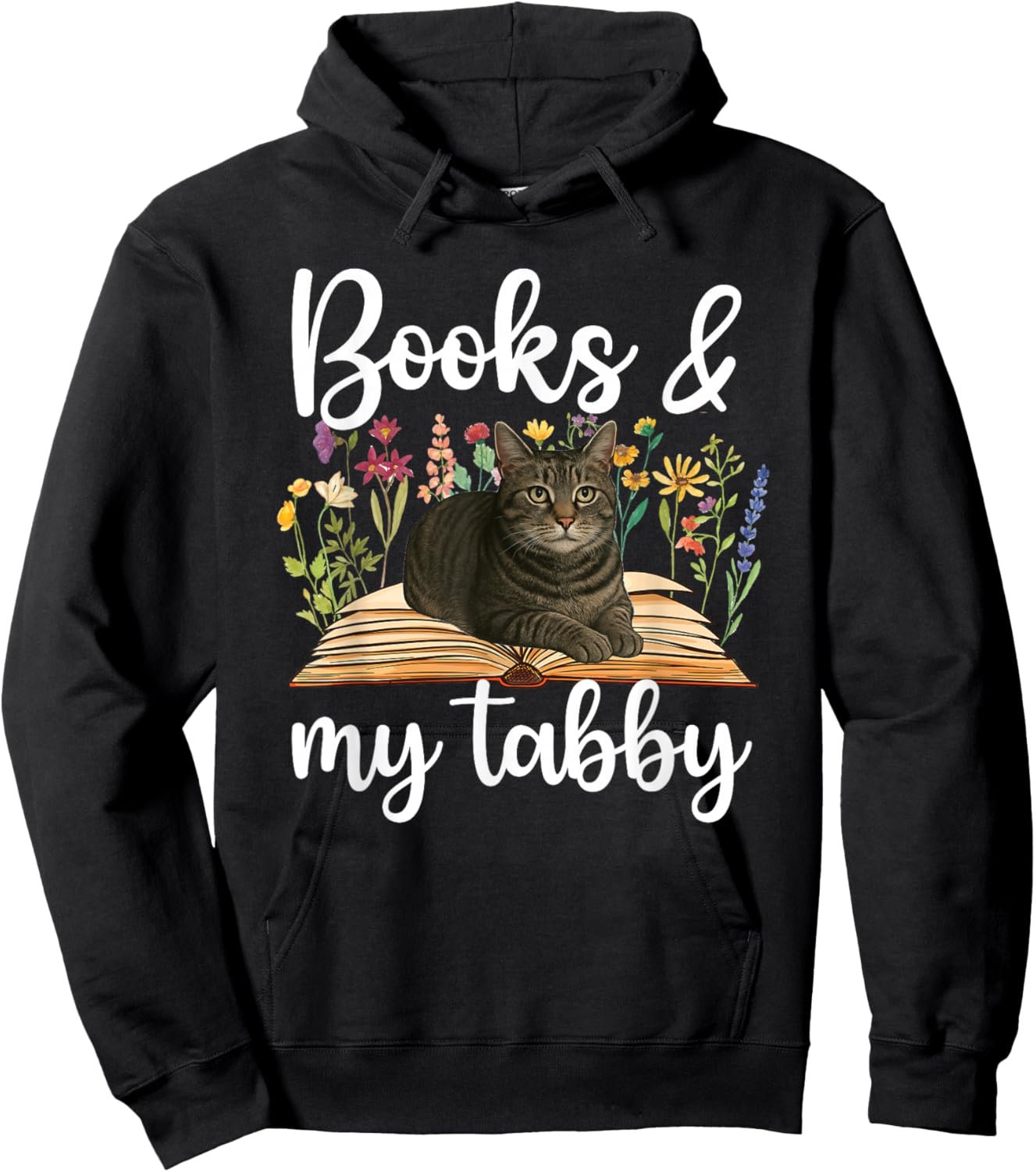 Books & My Gray Tabby Cat Owner Grey Tabby Cat Lover Hoodie - Hoodie | Black