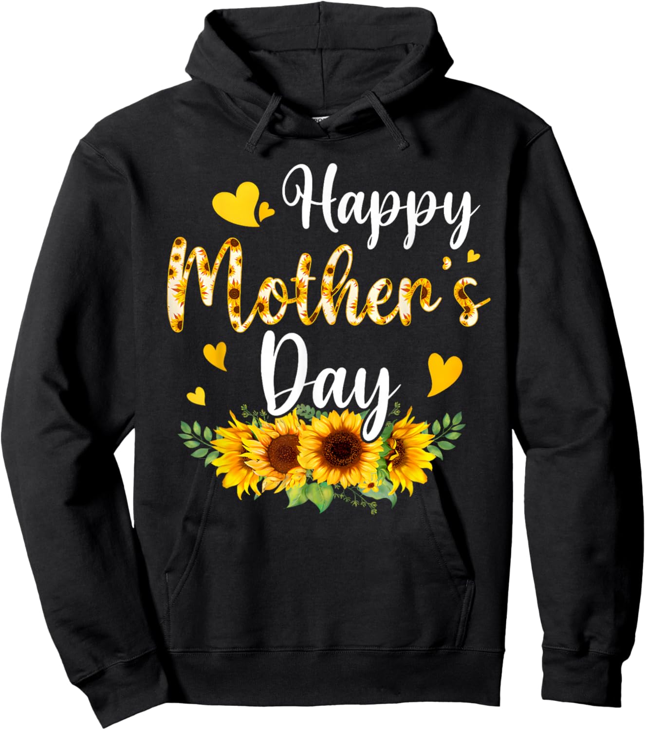 Funny Happy Mothers Day Cute Floral Mom Grandma Hoodie - Hoodie | Black