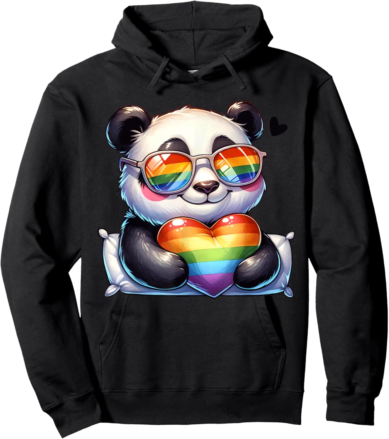 Panda Heart Rainbow Gay Pride LGBT Animal Supporter Hoodie - Hoodie | Black