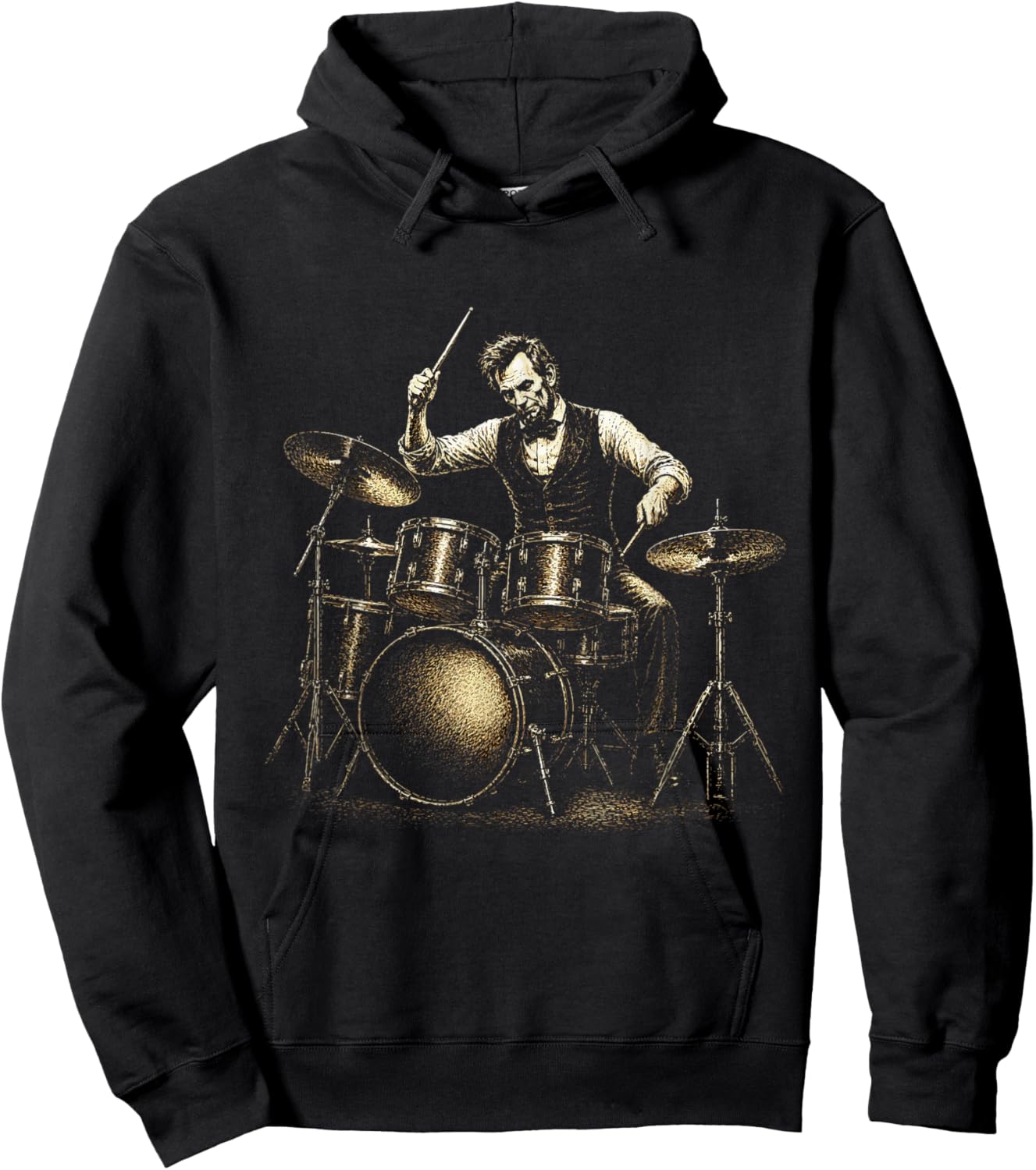 Abraham Lincoln Drummer Abe Playing Drums Retro Vintage Hoodie - Hoodie | Black