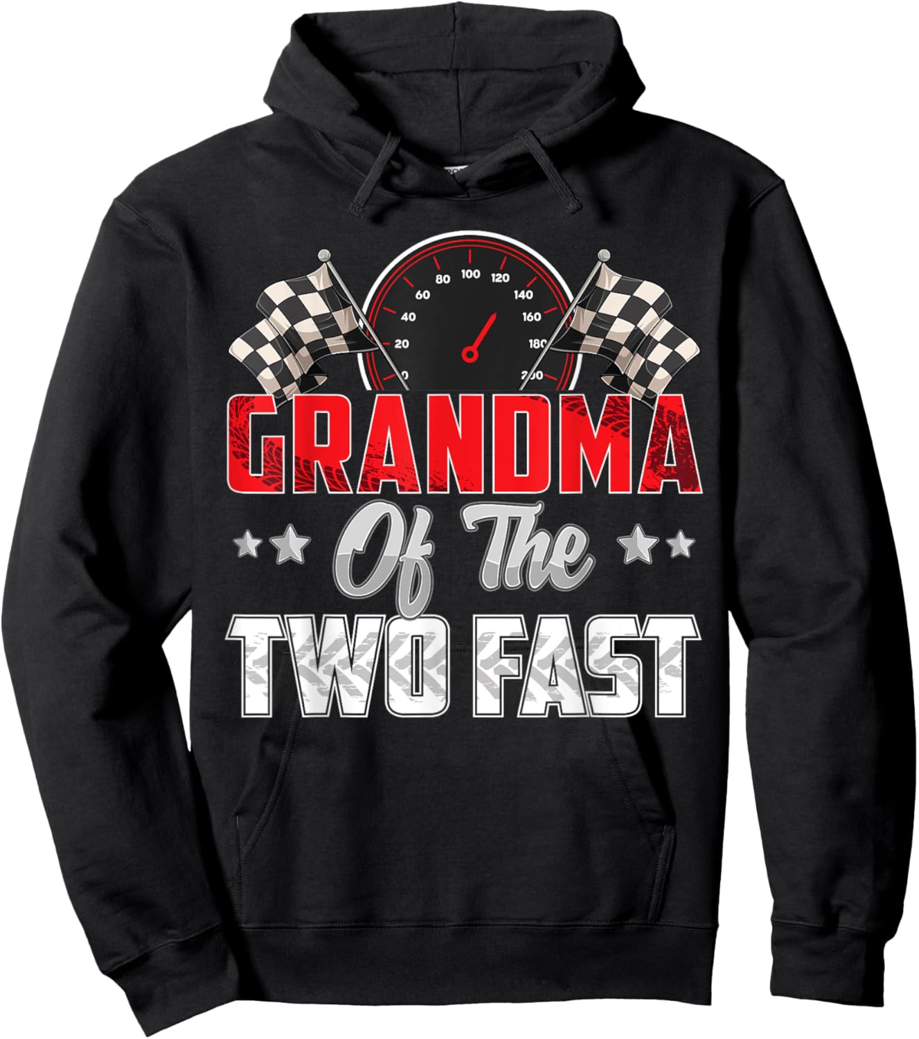 2 year old racing car two fast birthday 2nd Family Grandma Hoodie - Hoodie | Black