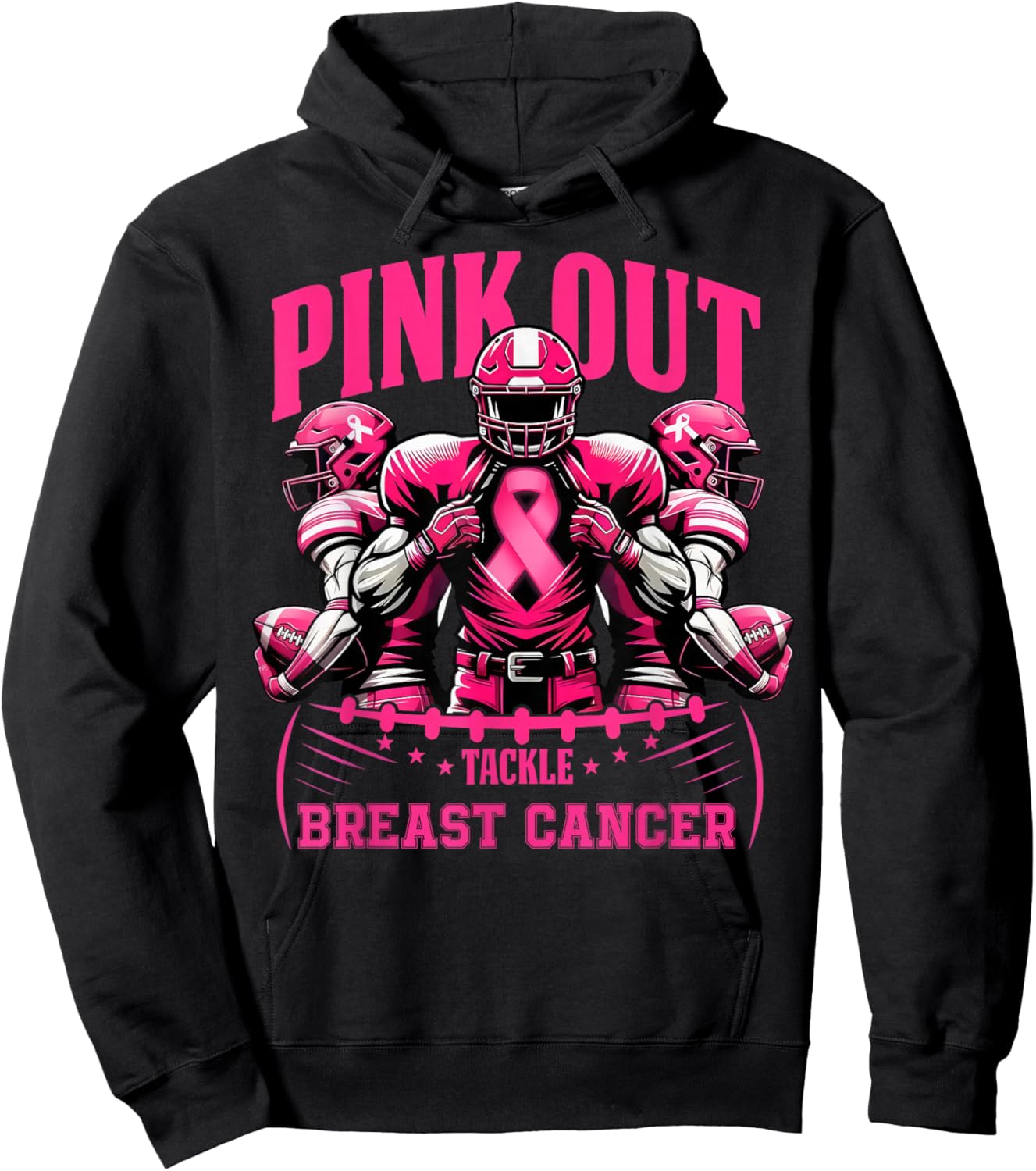 Pink Out Tackle Breast Cancer Awareness American Football Hoodie - Hoodie | Black