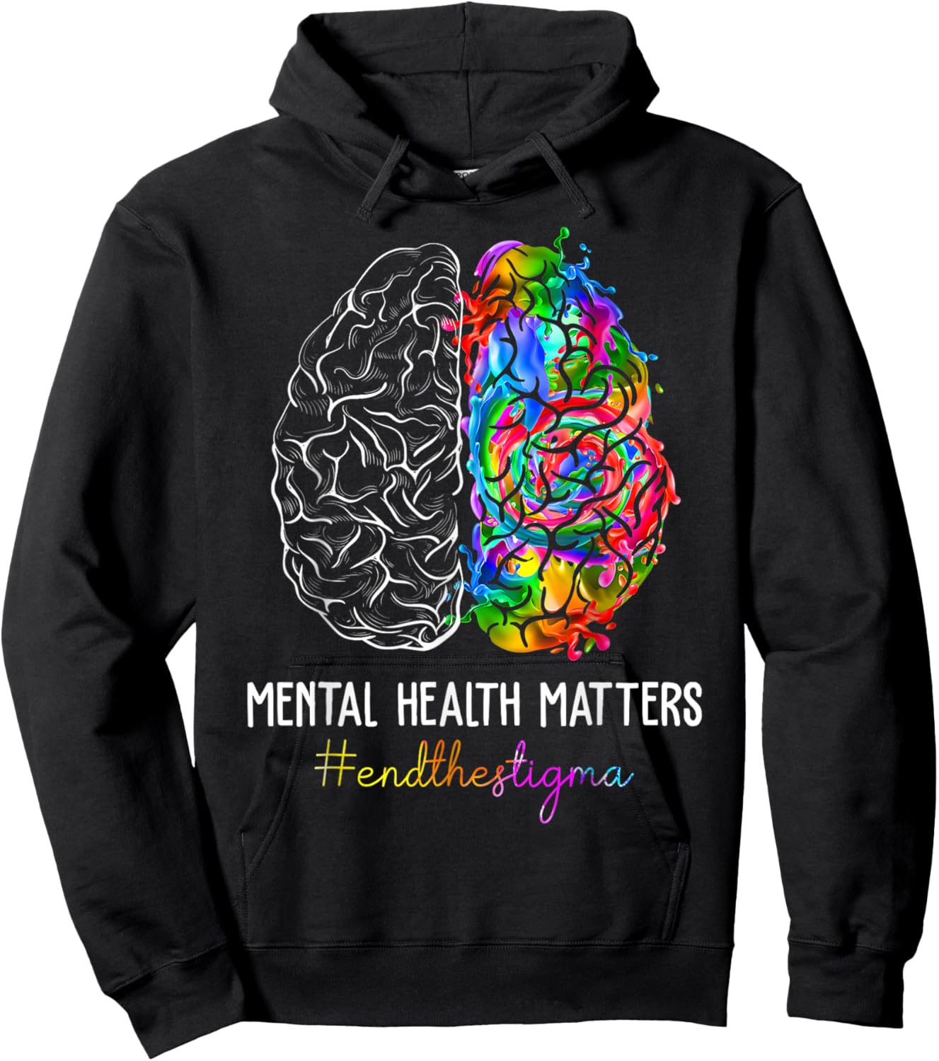End The Stigma Mental Health Matters Mental Health Awareness Hoodie - Hoodie | Black