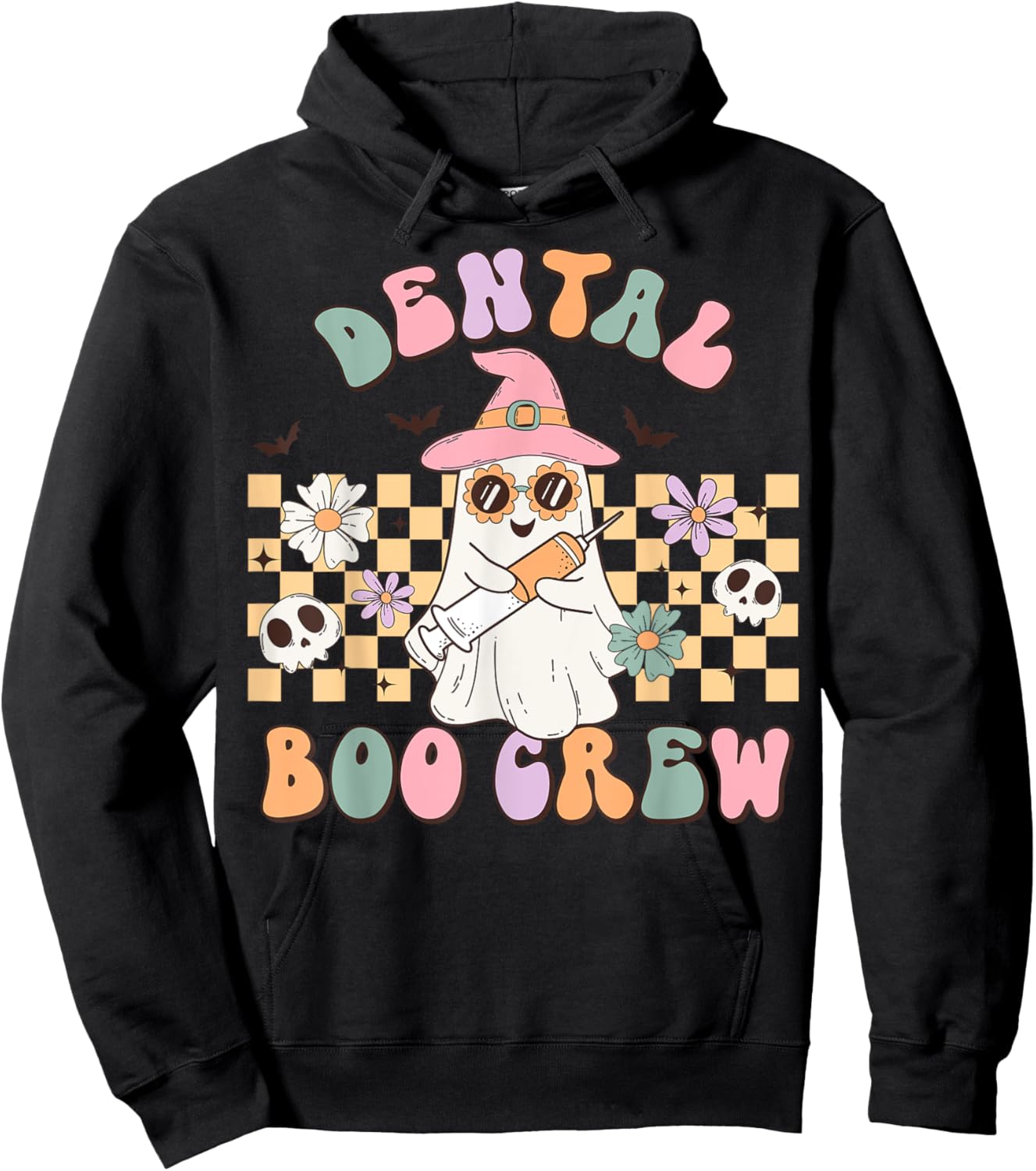 Dental Boo Crew Retro Halloween Dental Assistant Hoodie - Hoodie | Black