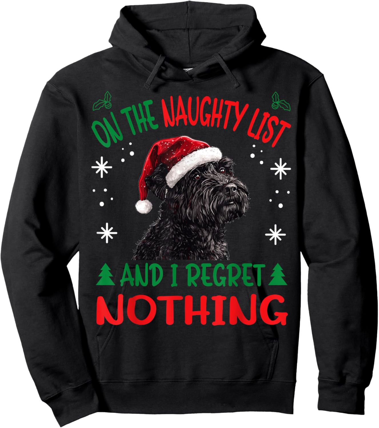 Cute Bouvier Des Flandres Dog Christmas On The Naughty List Hoodie - Hoodie | Black
