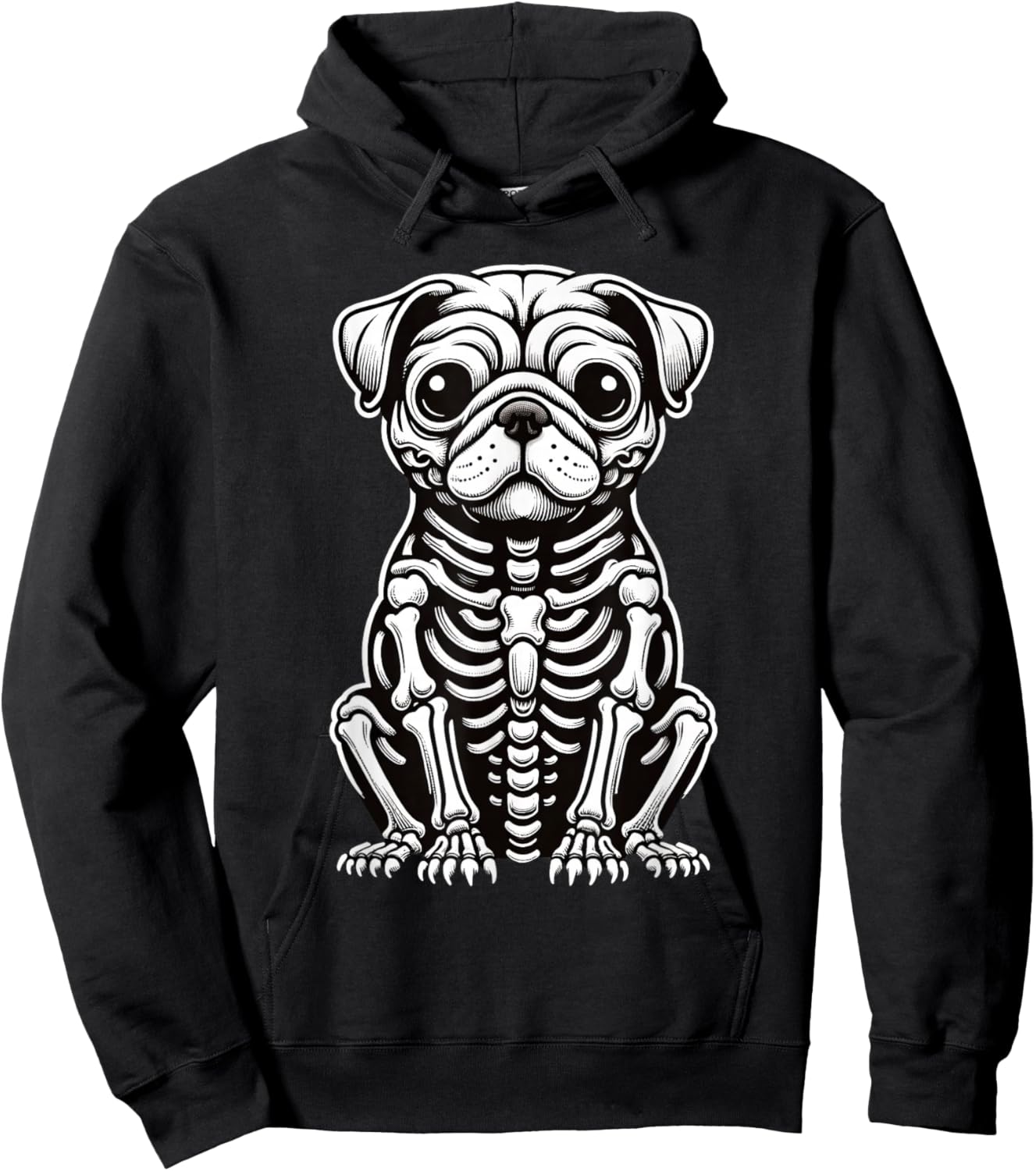 Dog Pug Skeleton Halloween Hoodie - Hoodie | Black
