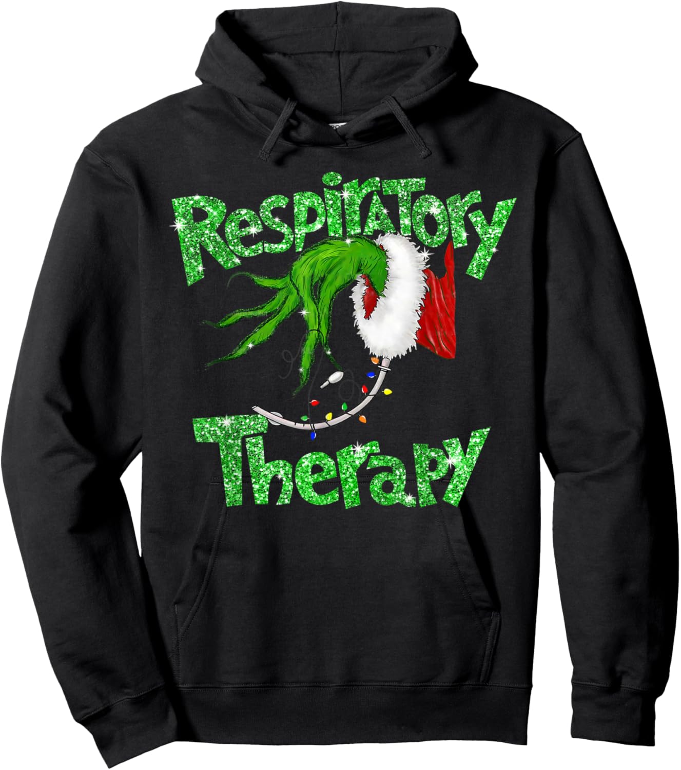 Respiratory Therapy Christmas Pulmonologist Nurse Pajamas Hoodie - Hoodie | Black