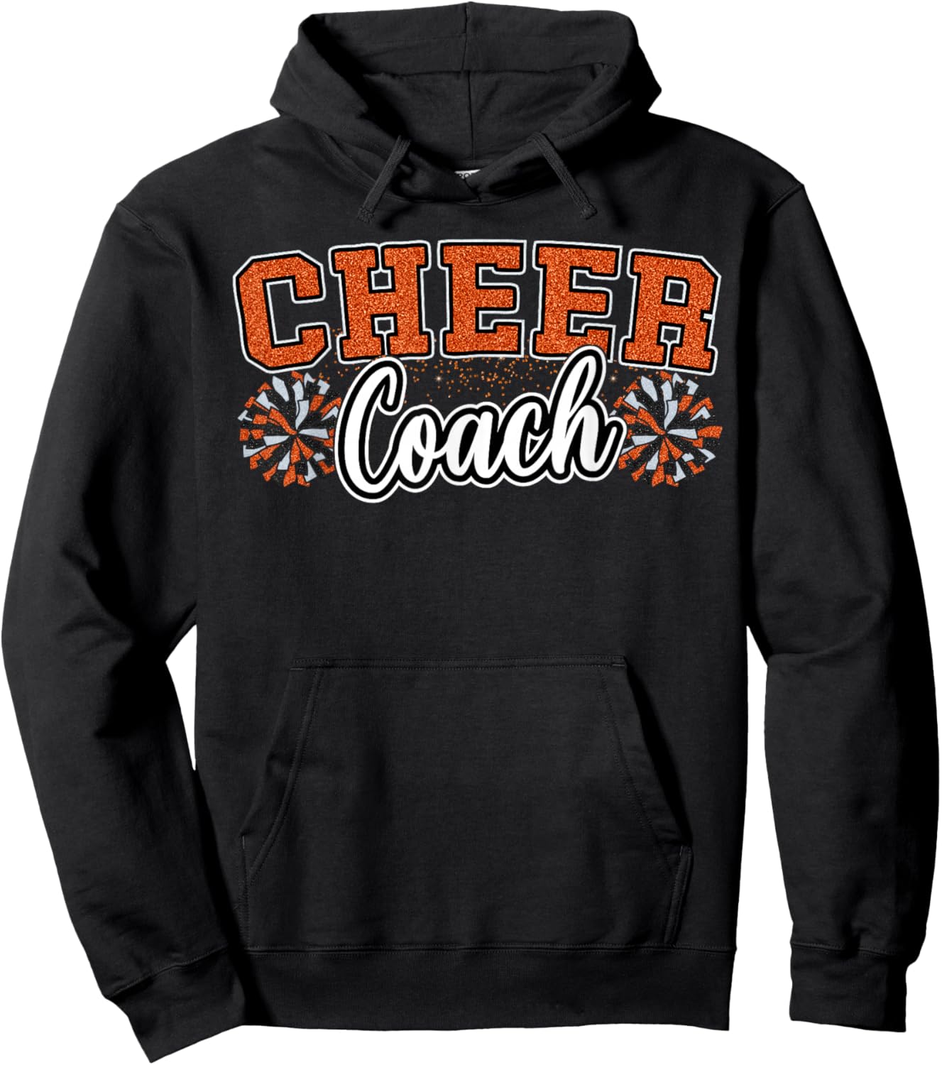 Loud Proud Cheer Coach Orange Pom Poms Cheerleader Women Hoodie - Hoodie | Black