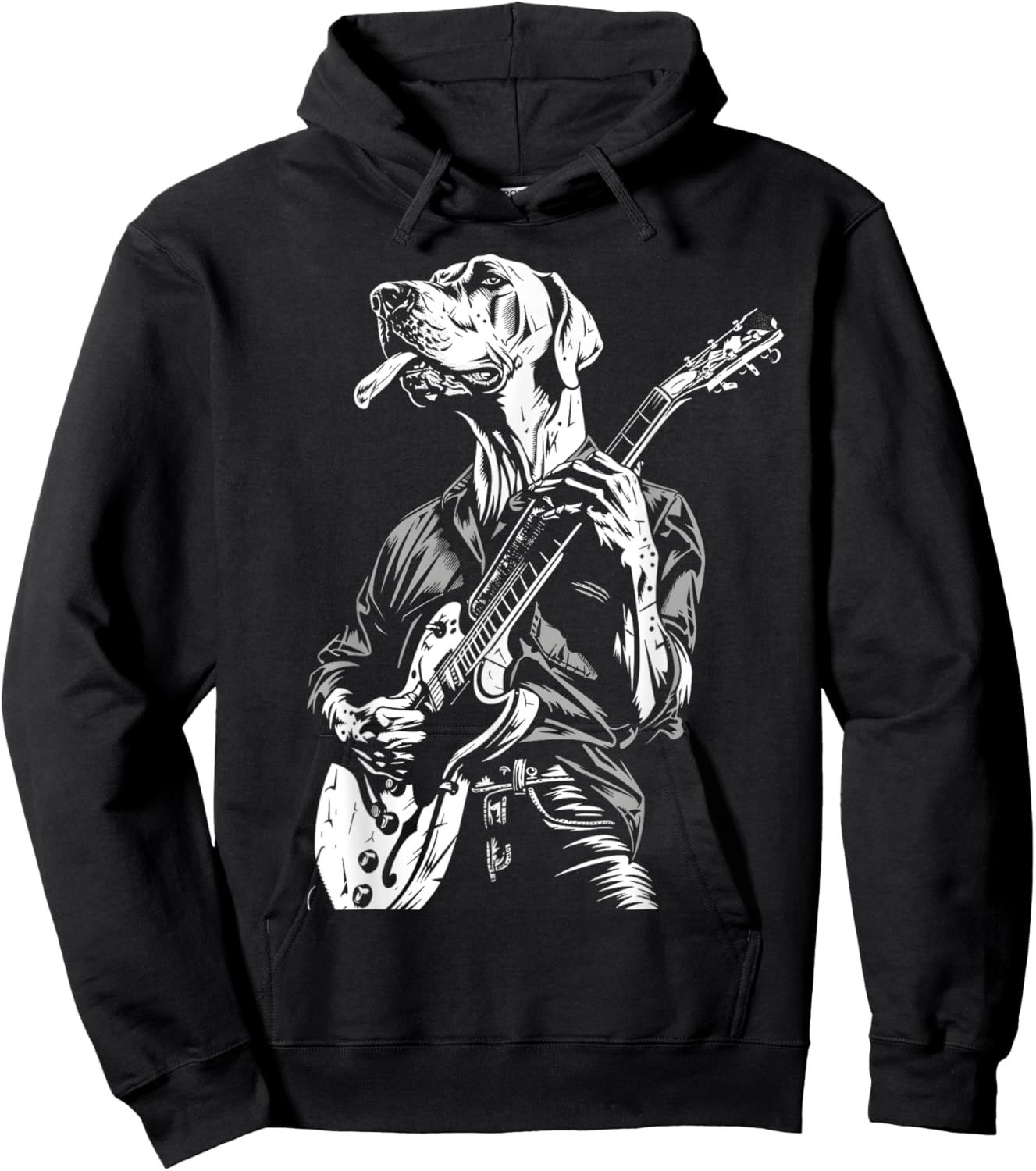 Funny Great Dane Dog Playing Electric Guitar Rock Dog Dad Men Women Kids Hoodie - Hoodie | Black