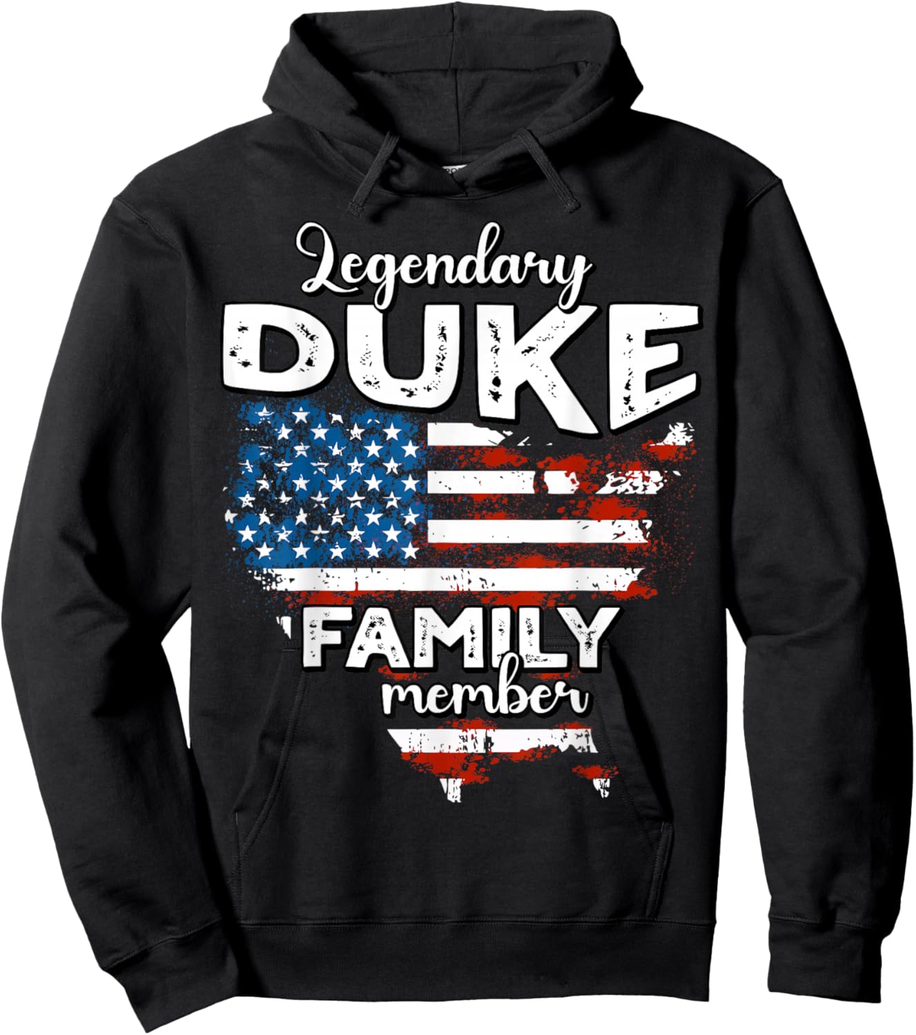 Duke Surname Duke US Flag Duke Last Name Duke Hoodie - Hoodie | Black
