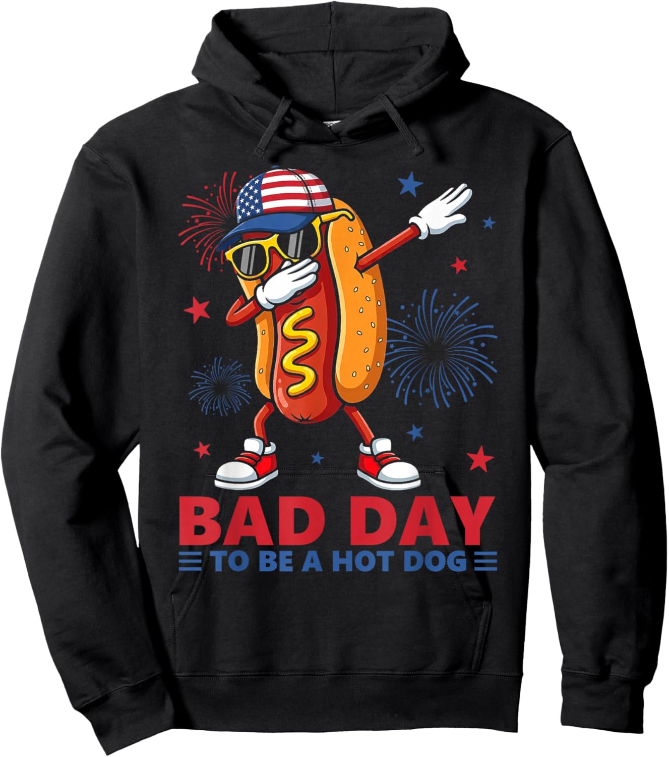 Bad Day to Be A Hotdog Funny Independence Day 4th of July Hoodie - Hoodie | Black